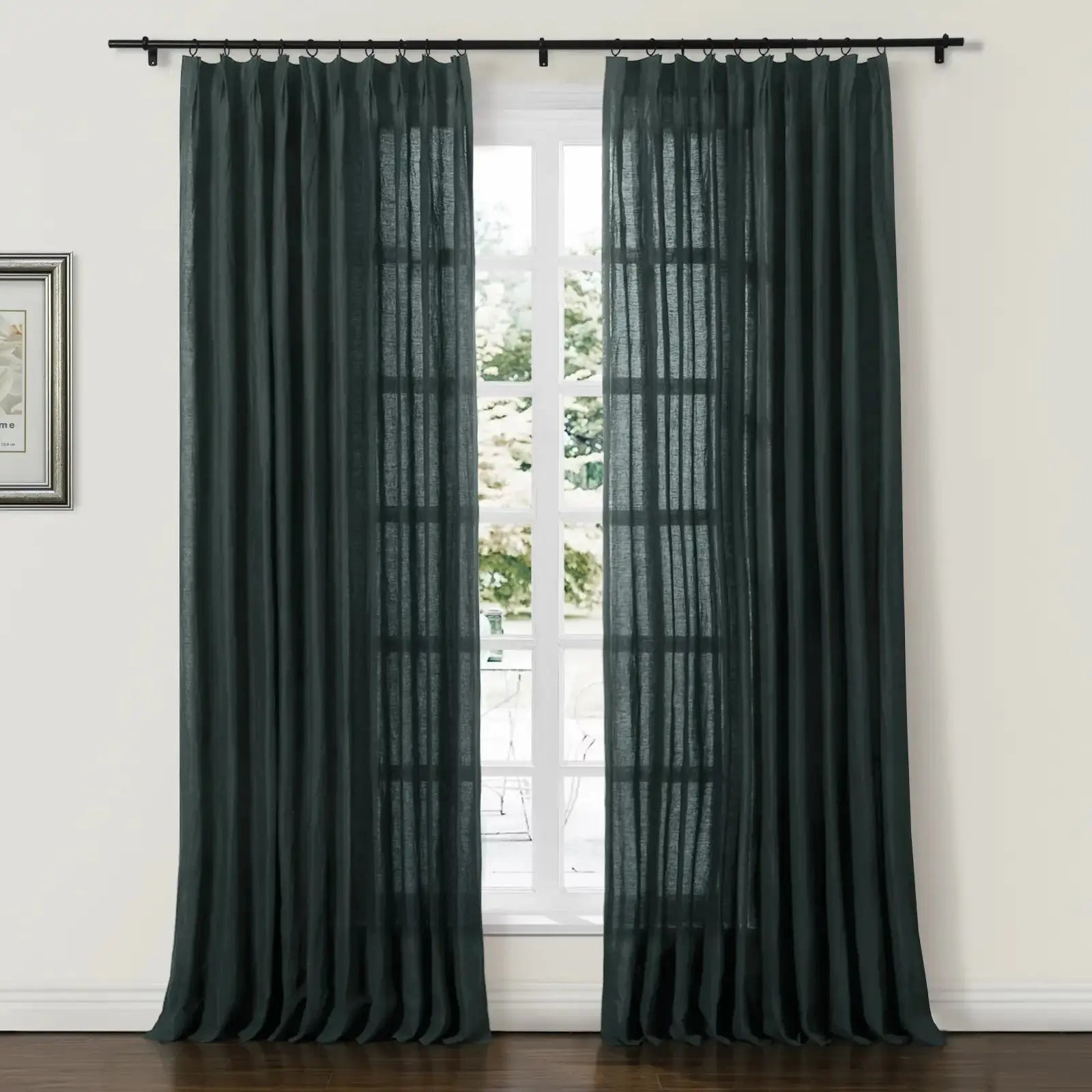 100% Linen Pleated Curtains by Doris - Elegant Window Treatments for Living Room, Bedroom & Dining Room