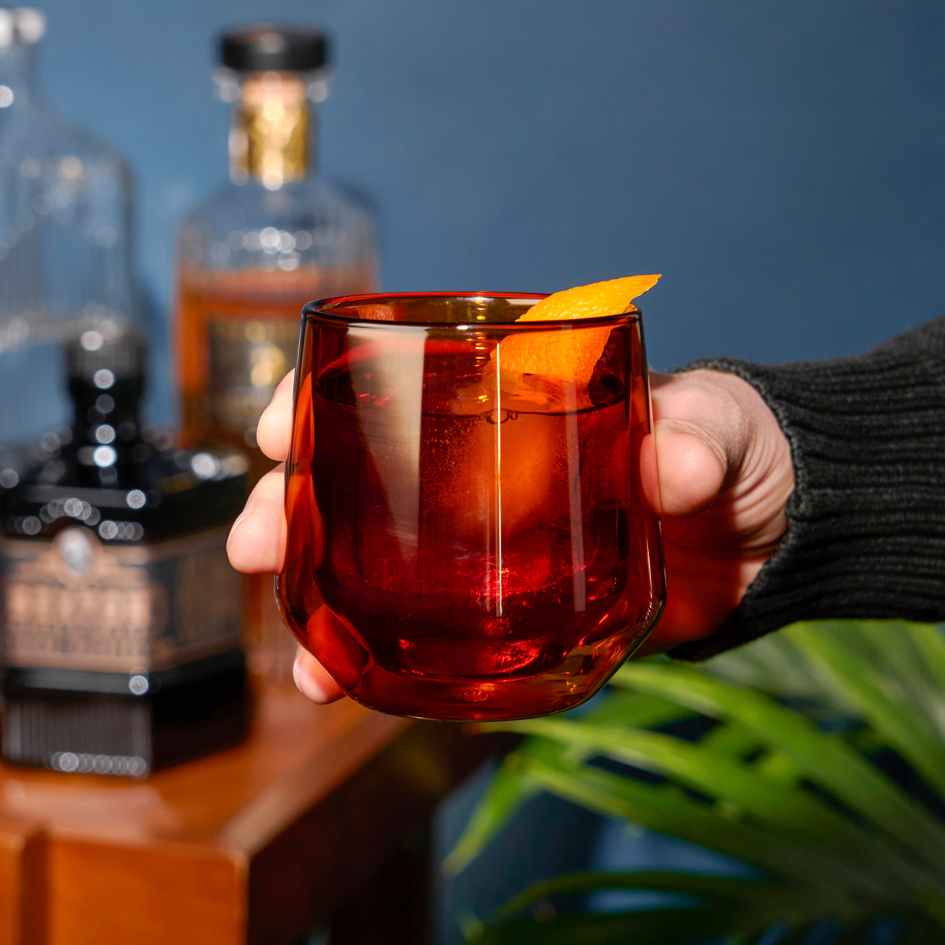 Premium Aurora Double Walled Insulated Tumblers - Set of 2 Amber Glass Cups for Hot & Cold Drinks - Perfect for Coffee, Tea, Cocktails at Home, Office or Outdoor Adventures