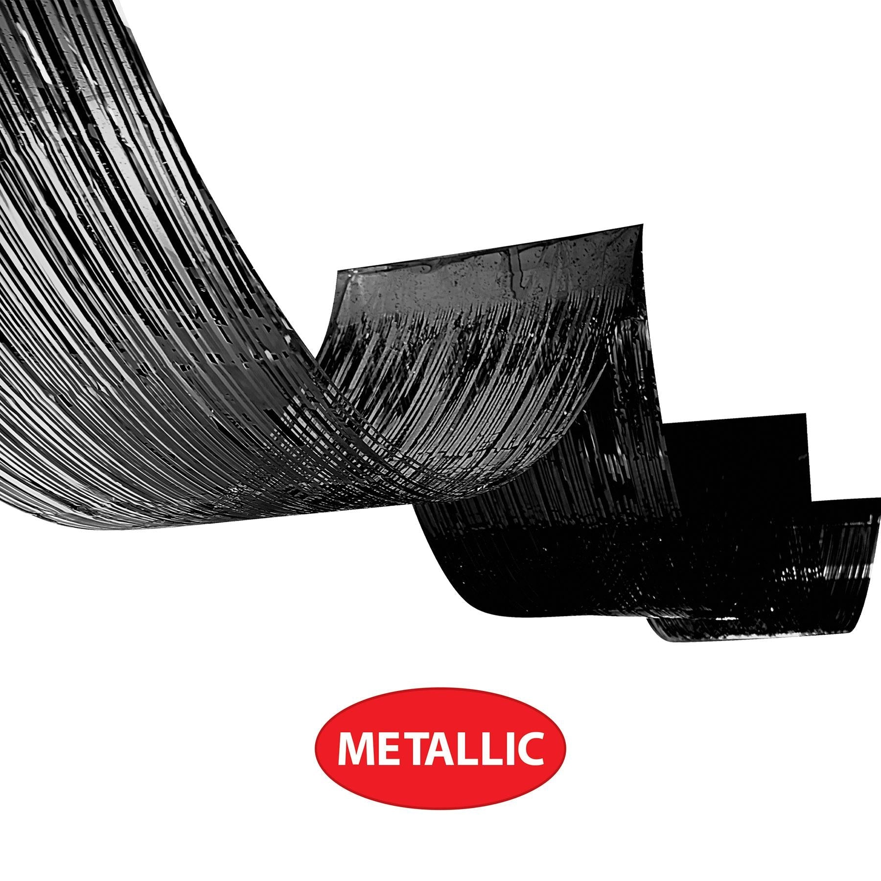12 Pack Beistle 1-Ply Metallic Fringe Ceiling Curtains - Black Party Decorations for Halloween, Birthday & Wedding Backdrop
