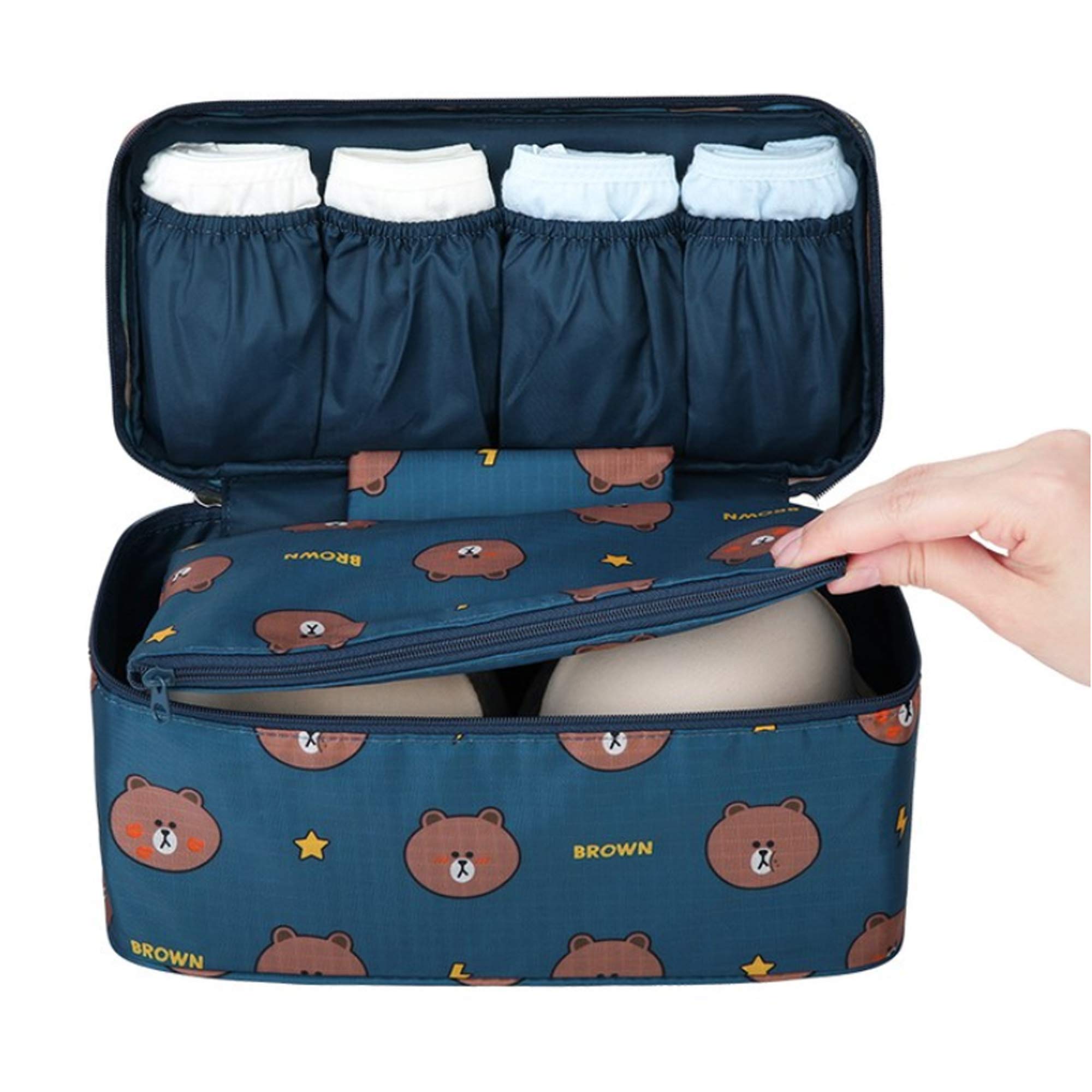 Brown Underwear Pouch - Fashionable Travel Organizer for Bras & Underwear | Portable Cosmetic & Makeup Storage Bag | Perfect for Luggage, Gym & Vacation Packing