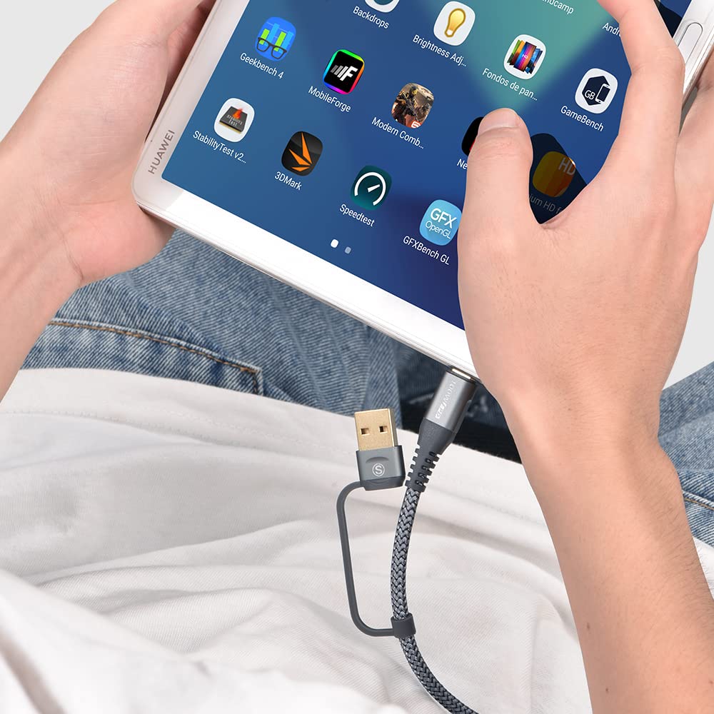 100W USB C to USB C Fast Charging Cable 3.3ft, PD 3.0 Nylon Braided 2-in-1 Charger Cord for iPhone 15 Pro Max/16, MacBook Pro/Air, iPad Pro, Samsung Galaxy S24/S23/S22, Pixel, PS5 - Perfect for Home, Office & Travel Charging