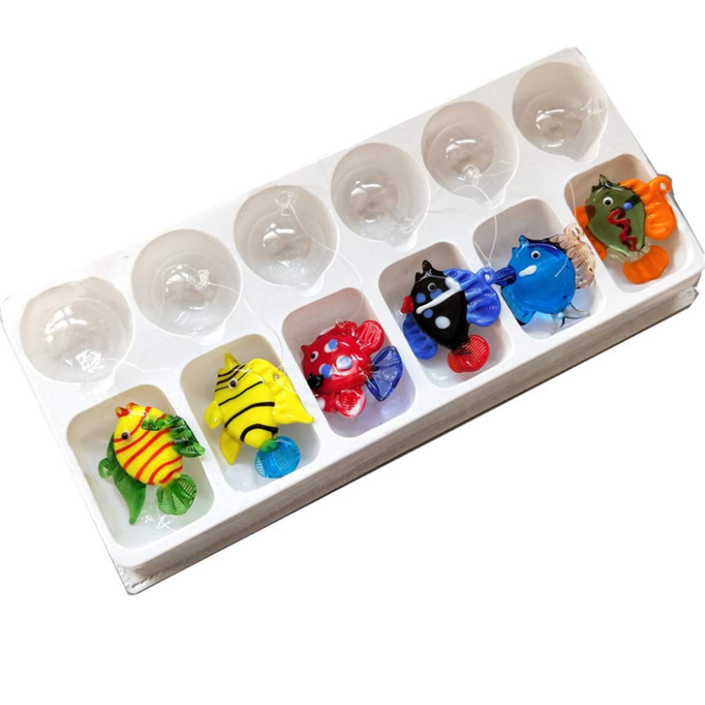 Hand-Blown Colorful Bubble Fish Glass Figurines - Set of 6 Mini Tropical Sea Animal Decorations for Small & Medium Aquariums | Perfect for Fish Tank Ornaments, Home Decor, and Ocean-Themed Gifts