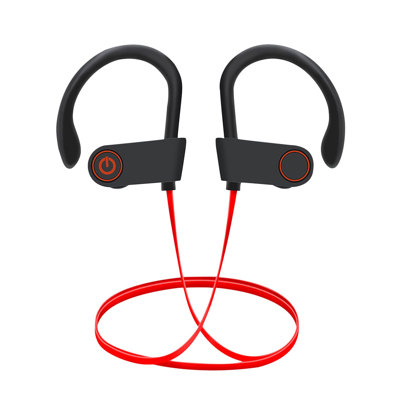Wireless Bluetooth 5.0 Sports Headphones with Ear Hooks - Stereo Bass Heavy Duty Earbuds for Running, Gym & Business Calls (FF8 Model)