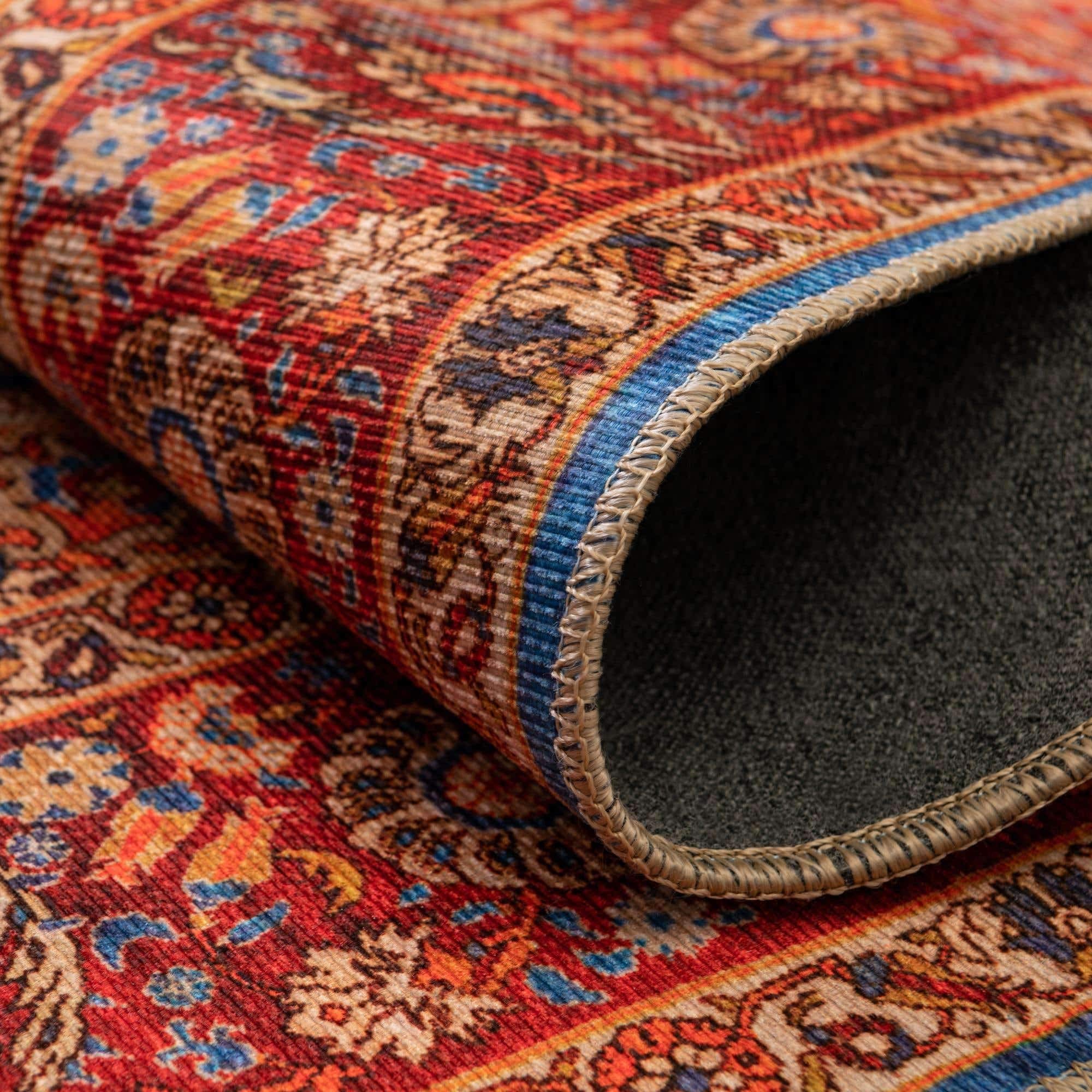Unique Loom Revival Collection Traditional Medallion Border Navy Blue/Red Runner Rug 2'6