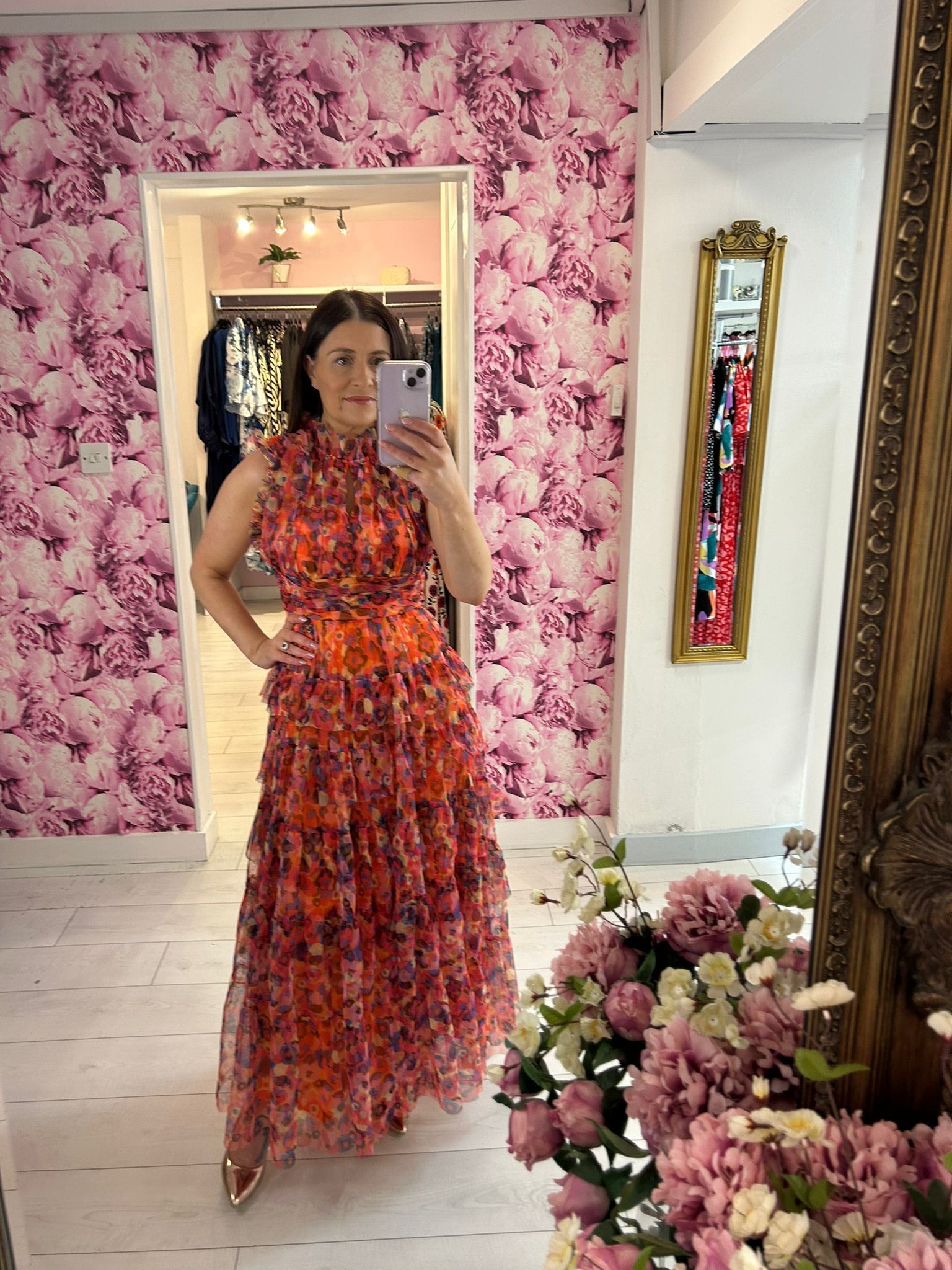 Elegant Mercurio Long Dress in Orange - Perfect for Evening Parties, Weddings & Special Occasions