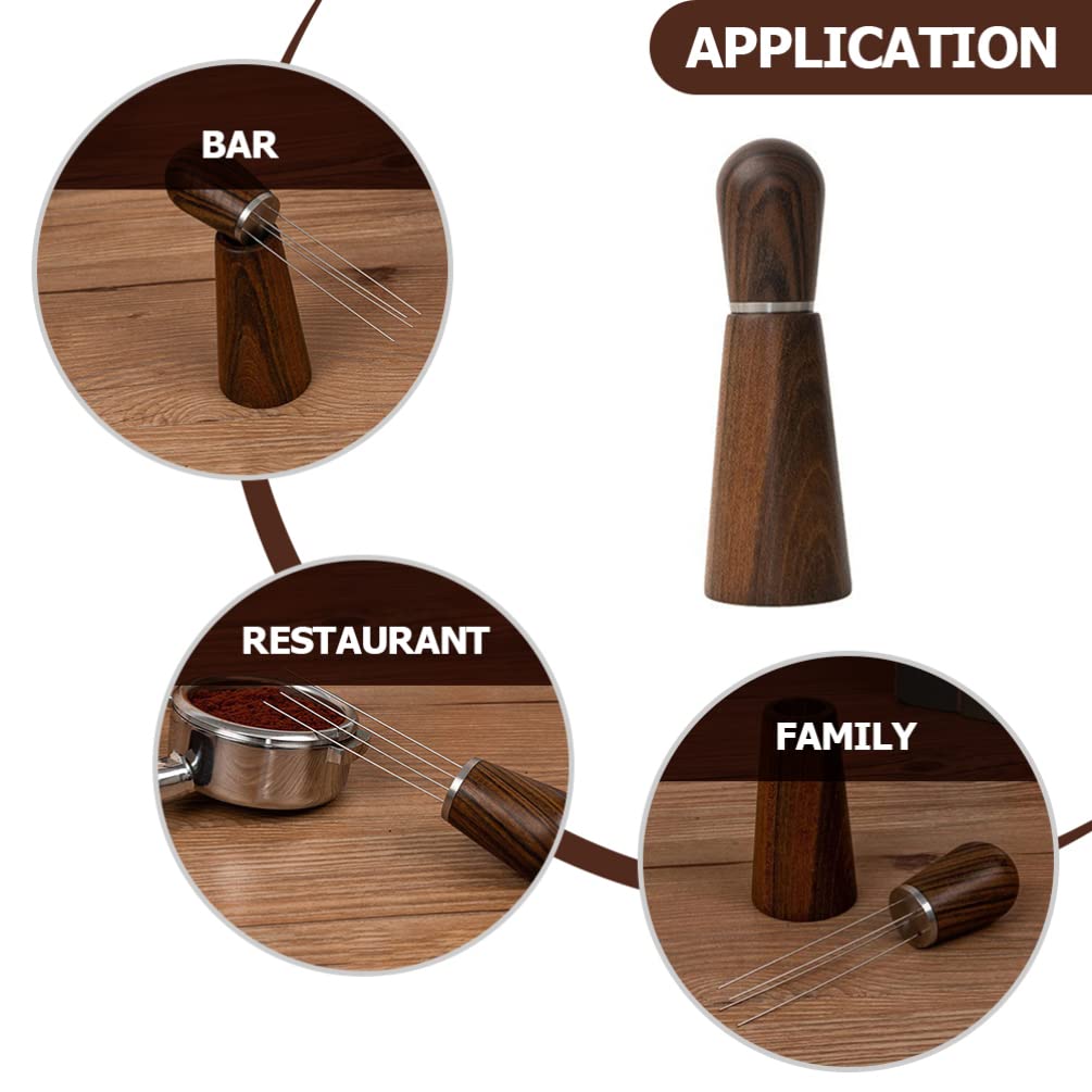DOITOOL Espresso Coffee Stirrer Set - WDT Coffee Distribution Needle with Wooden Handle & Stand, Hand Tamper for Perfect Espresso Extraction - Ideal for Home Baristas & Coffee Enthusiasts