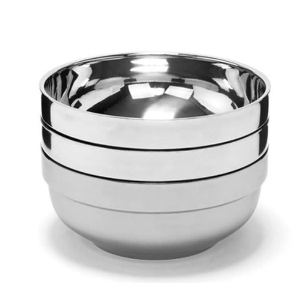 Premium Vacuum Insulated Double Wall Stainless Steel Korean Naengmyeon Bibimbap Bowl Set - 4 Pack (20cm) - Perfect for Cold Noodles, Rice Bowls & Meal Prep - Ideal for Home, Restaurants & Picnics