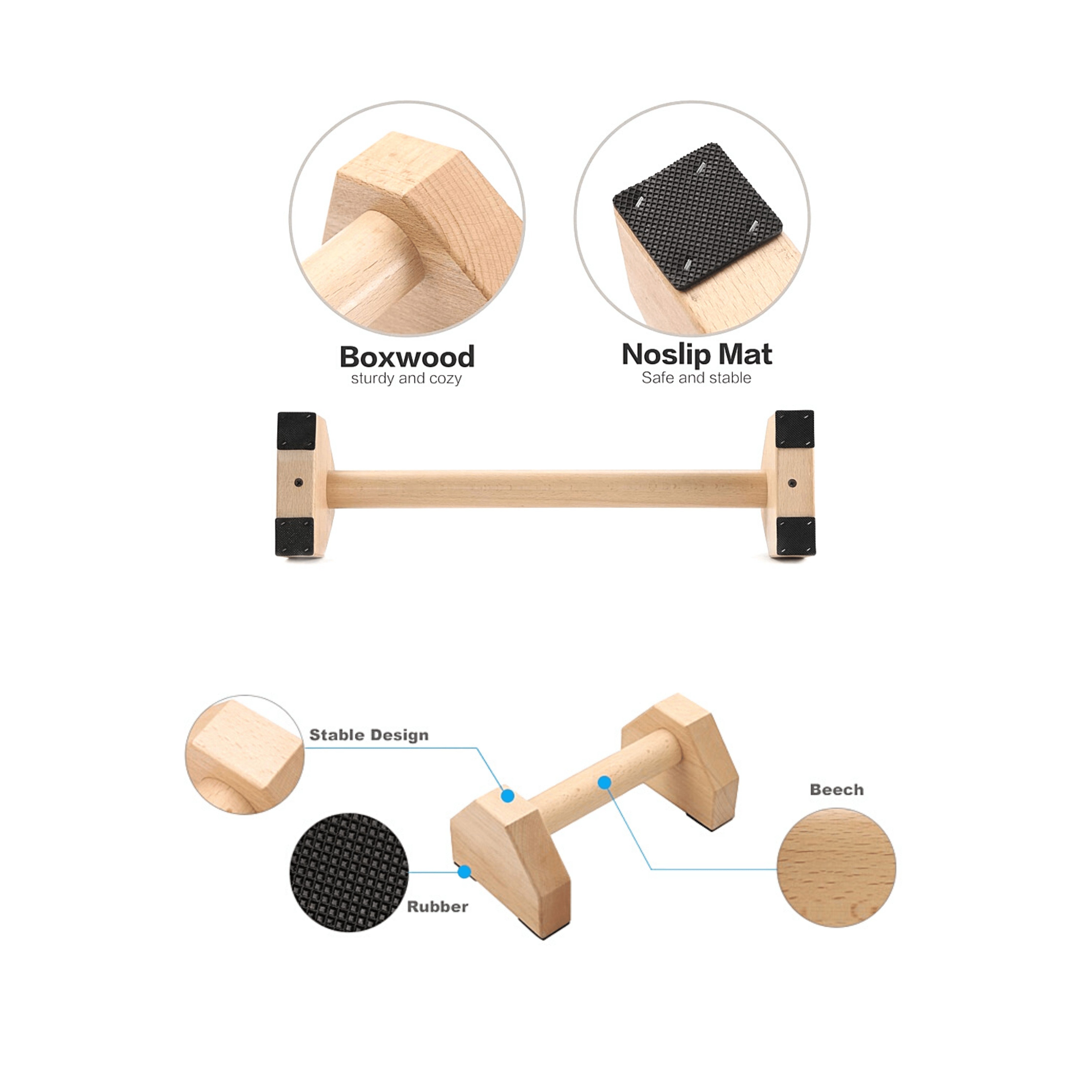 Premium Wooden Parallettes Bars for Gymnastics & Calisthenics Training - Handstand Practice Equipment for Home Gym & Park Workouts