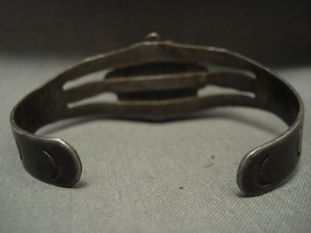 Vintage 1930s Navajo Natural Turquoise Native American Silver Bracelet - Handmade Southwest Jewelry for Women, Boho Fashion & Gift Idea