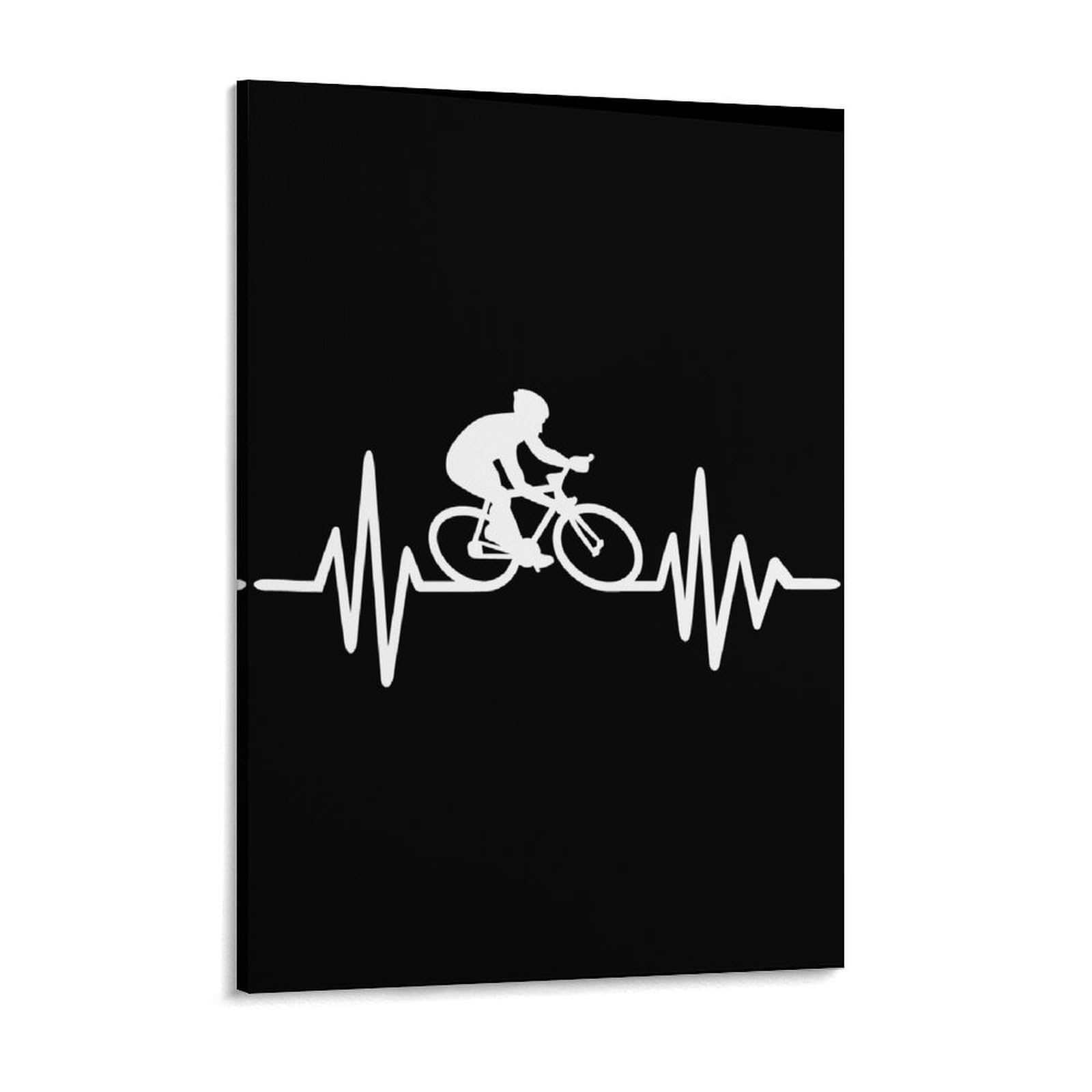 Cycling Heartbeat Lifeline Canvas Wall Art - 18x24 Inch (45x60cm) Wooden Framed Poster - Perfect for Bike Shops, Cycling Enthusiasts & Home Gym Decor
