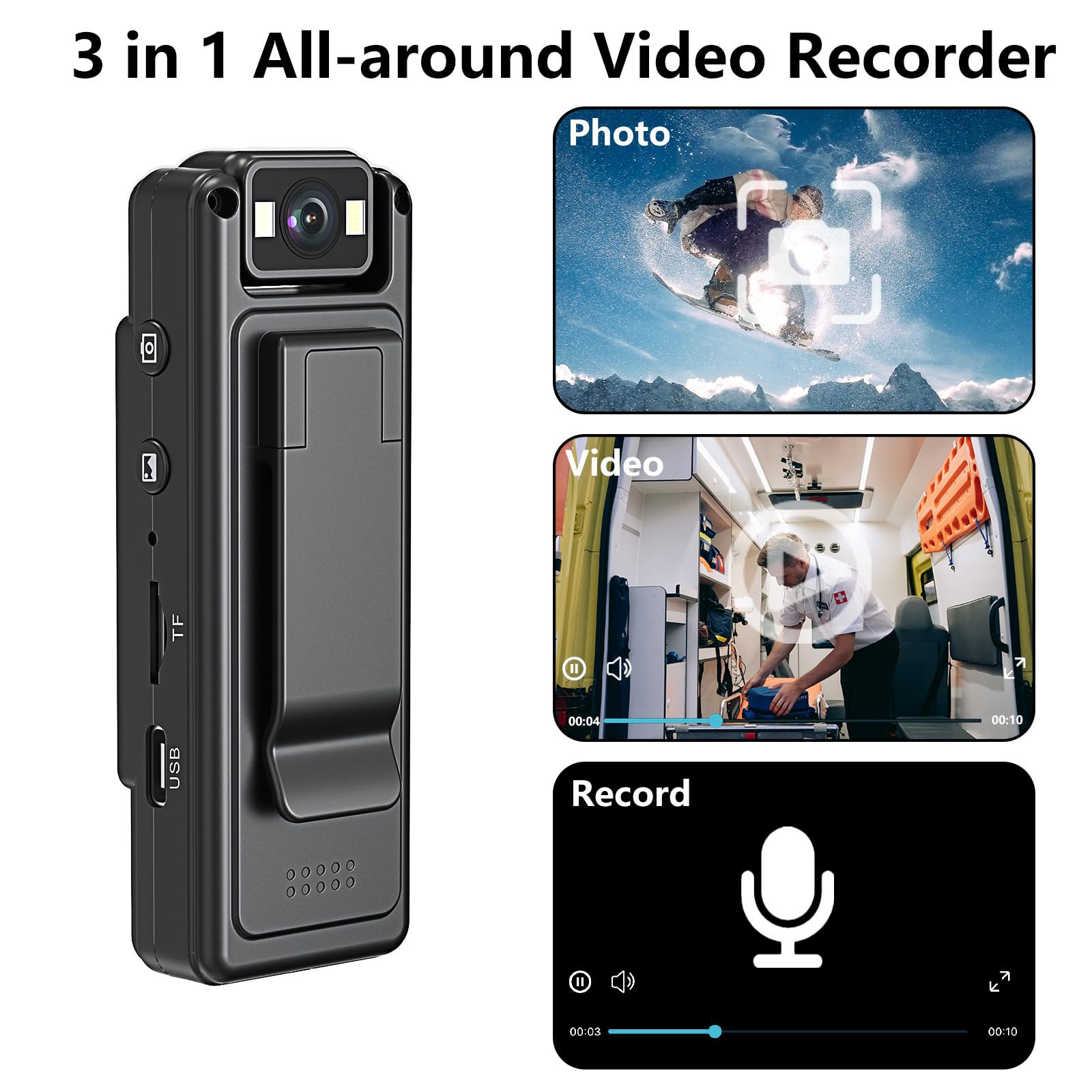 1080P HD Pocket Camcorder with 180° Rotatable Lens & 1.3