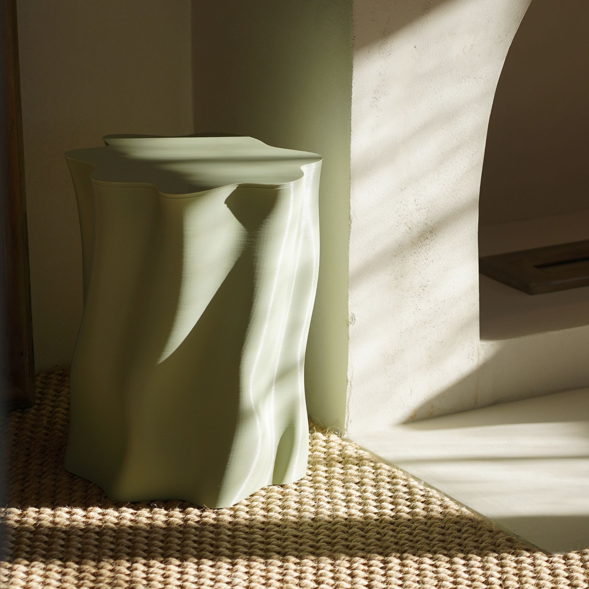 Lulu Stool - Medium Size (H45cm) Sage Matte Finish - Modern Home & Office Stool for Living Room, Bedroom, or Workspace
