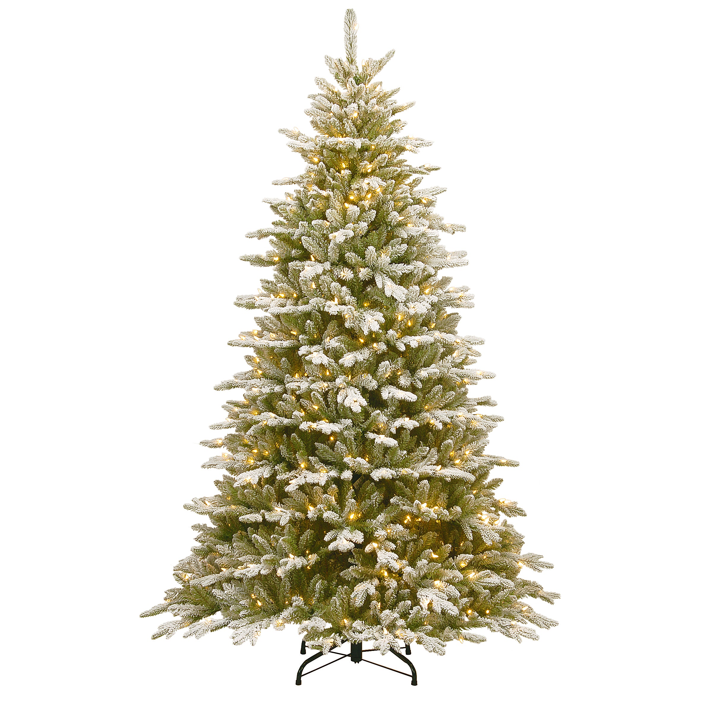 7.5 ft Pre-Lit Snowy Sierra Spruce Christmas Tree with 500 Clear LED Lights - Perfect for Living Room, Office & Holiday Decorations