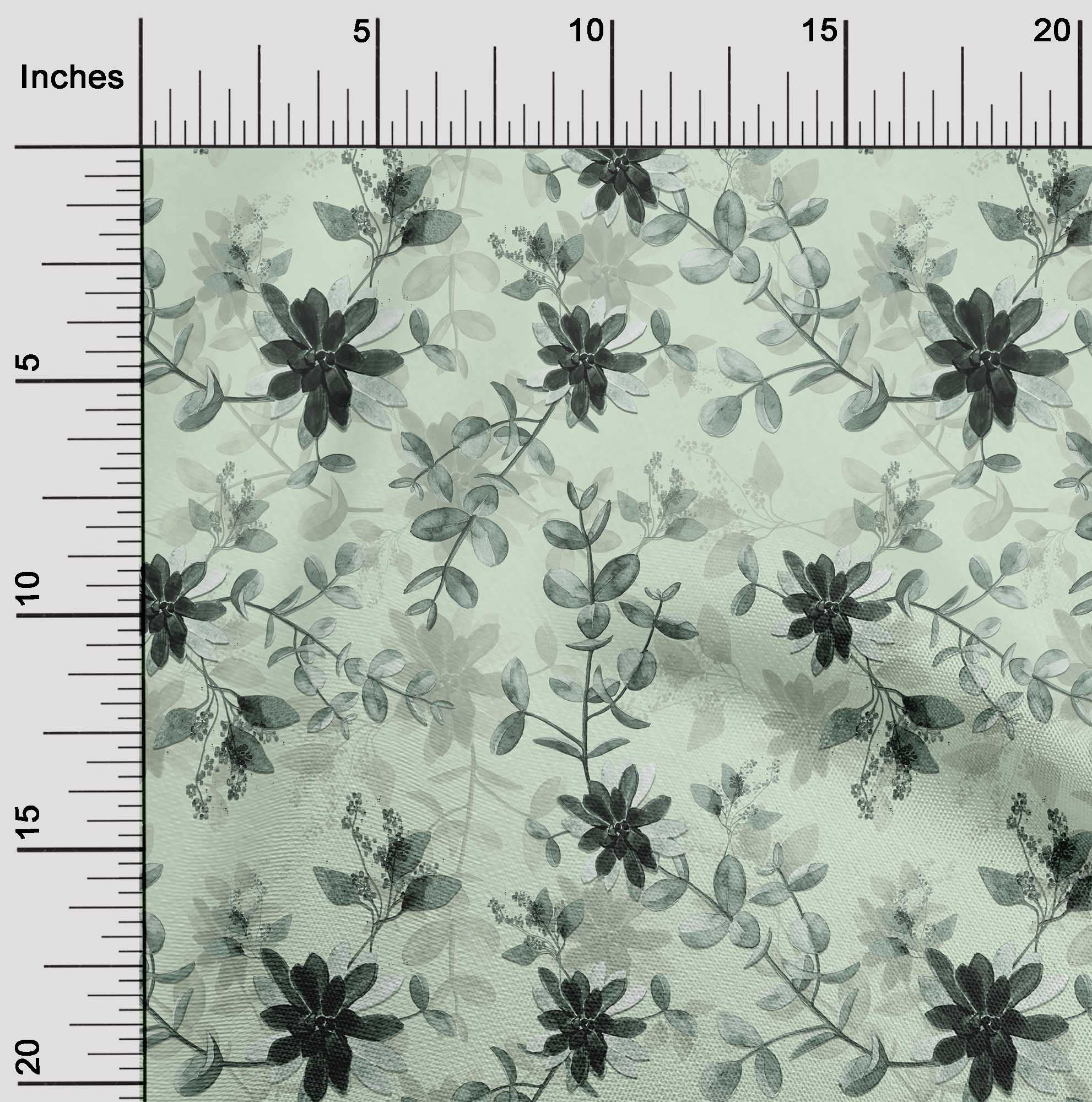 oneOone Cotton Cambric Mint Green Floral Printed Fabric by The Yard - 56 Inch Wide for DIY Clothing, Quilting & Home Decor Sewing Projects | Soft Breathable Material for Dresses, Curtains & Crafting