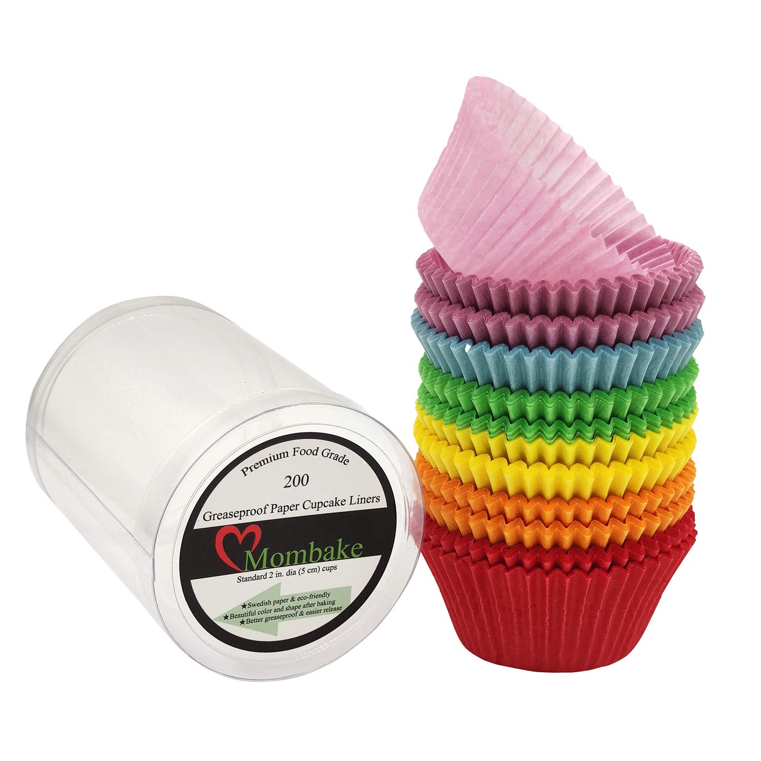 Vibrant Rainbow Greaseproof Cupcake Liners - 200 Count Assorted Color Baking Cups for Muffins & Cupcakes | Perfect for Birthday Parties, Baby Showers & Holiday Baking