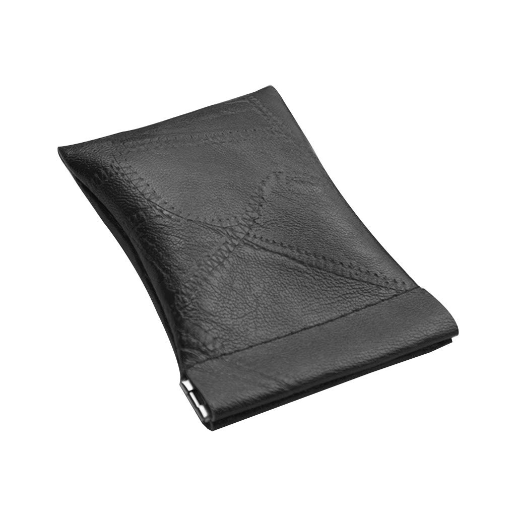Caralin PU Leather Coin Purse & Key Holder - Slim Wallet Pouch for Earbuds, Keys, Cards - Unisex Black Organizer for Men & Women | Perfect for Travel, Gym, Daily Essentials Storage