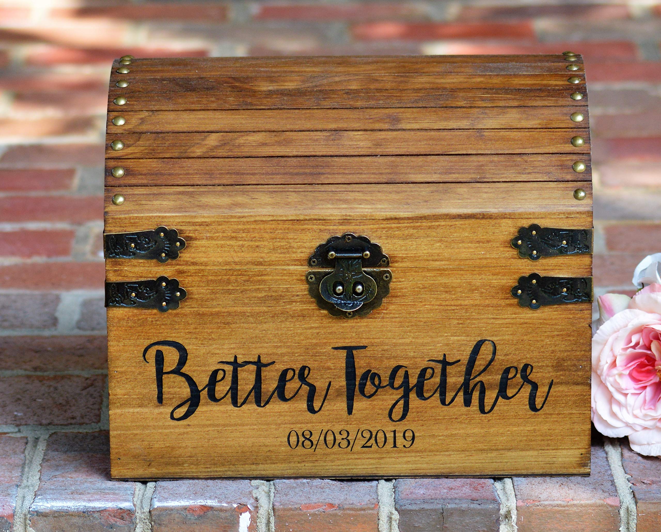 Wooden Wedding Card Box with Lock - Secure Keepsake Box for Wedding Cards, 5th Anniversary Gift | Perfect for Wedding Receptions, Bridal Showers & Memory Storage