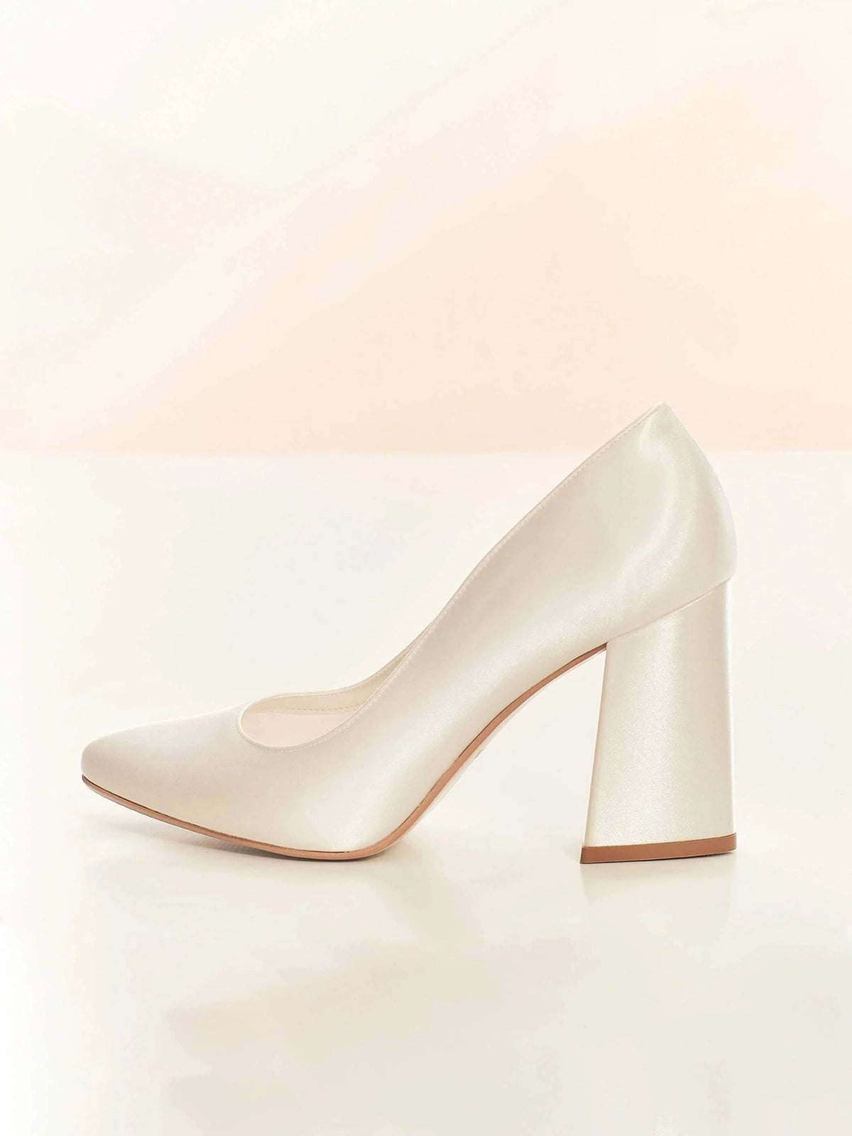 ASTRA Ivory Satin Block Heel Wedding Shoes for Bride - Comfortable Bridal Party Shoes for Church Ceremony, Reception & Photoshoot