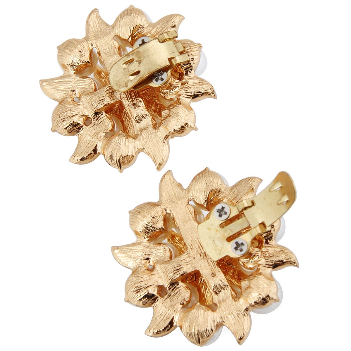Elegantpark Pearl Shoe Clips - Rhinestone Flower Crystal Decor for Wedding & Party Pumps