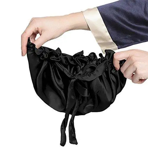 Luxury Silk Sleep Cap with Adjustable Ribbons for Women - Soft & Breathable Night Hair Cover for Sleeping, Travel & Spa