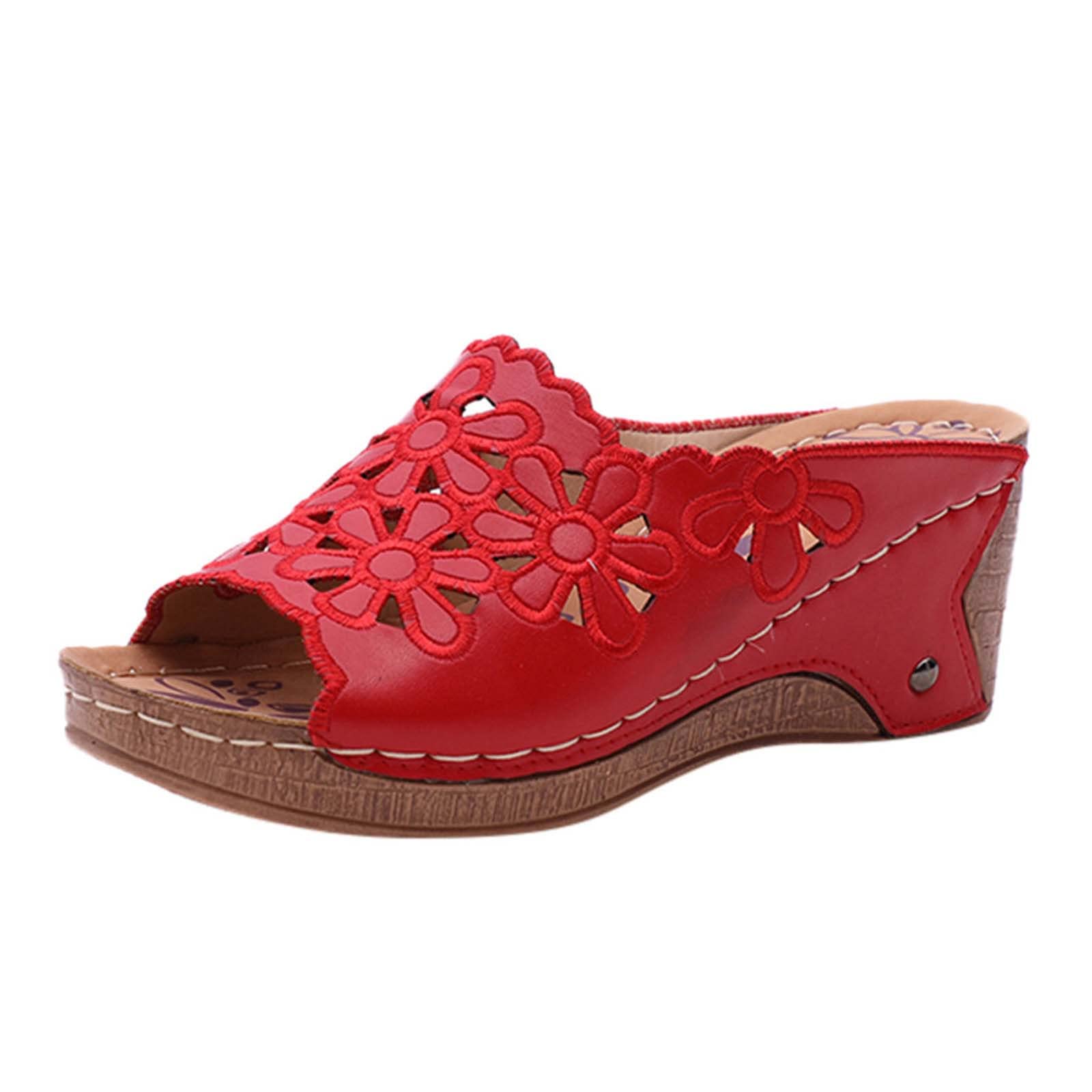 Stylish Women's Open Toe Wedge Sandals - Breathable Hollow Out Design Summer Casual Slip-On Platform Shoes | Perfect for Beach, Vacation, and Everyday Wear
