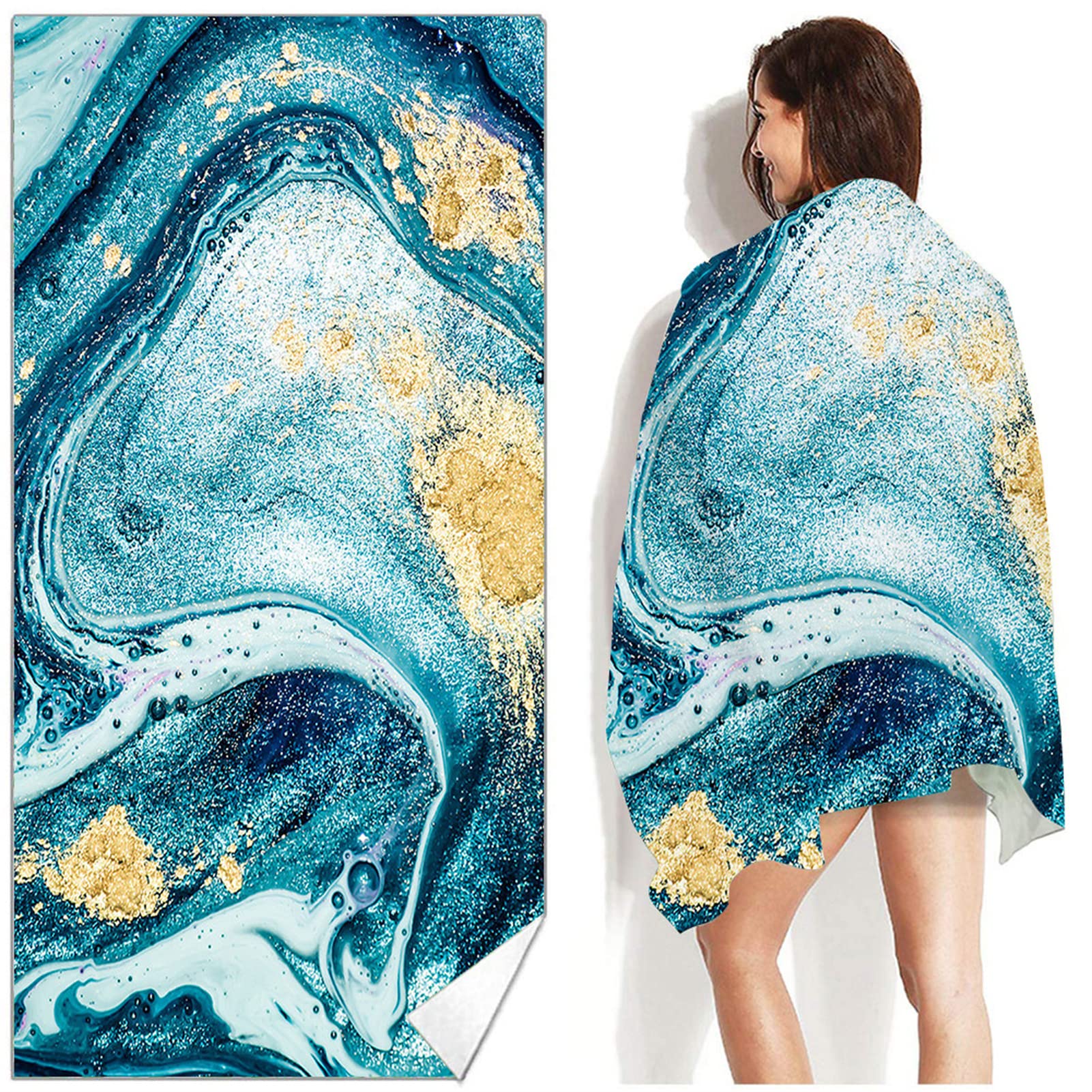 **Premium Microfiber Beach Towel - Quick Dry, Sand-Free, Large Sport & Yoga Towel for Beach, Pool, Gym, and Travel - Soft Bath Towel for Swimming, Yoga, and Outdoor Activities**