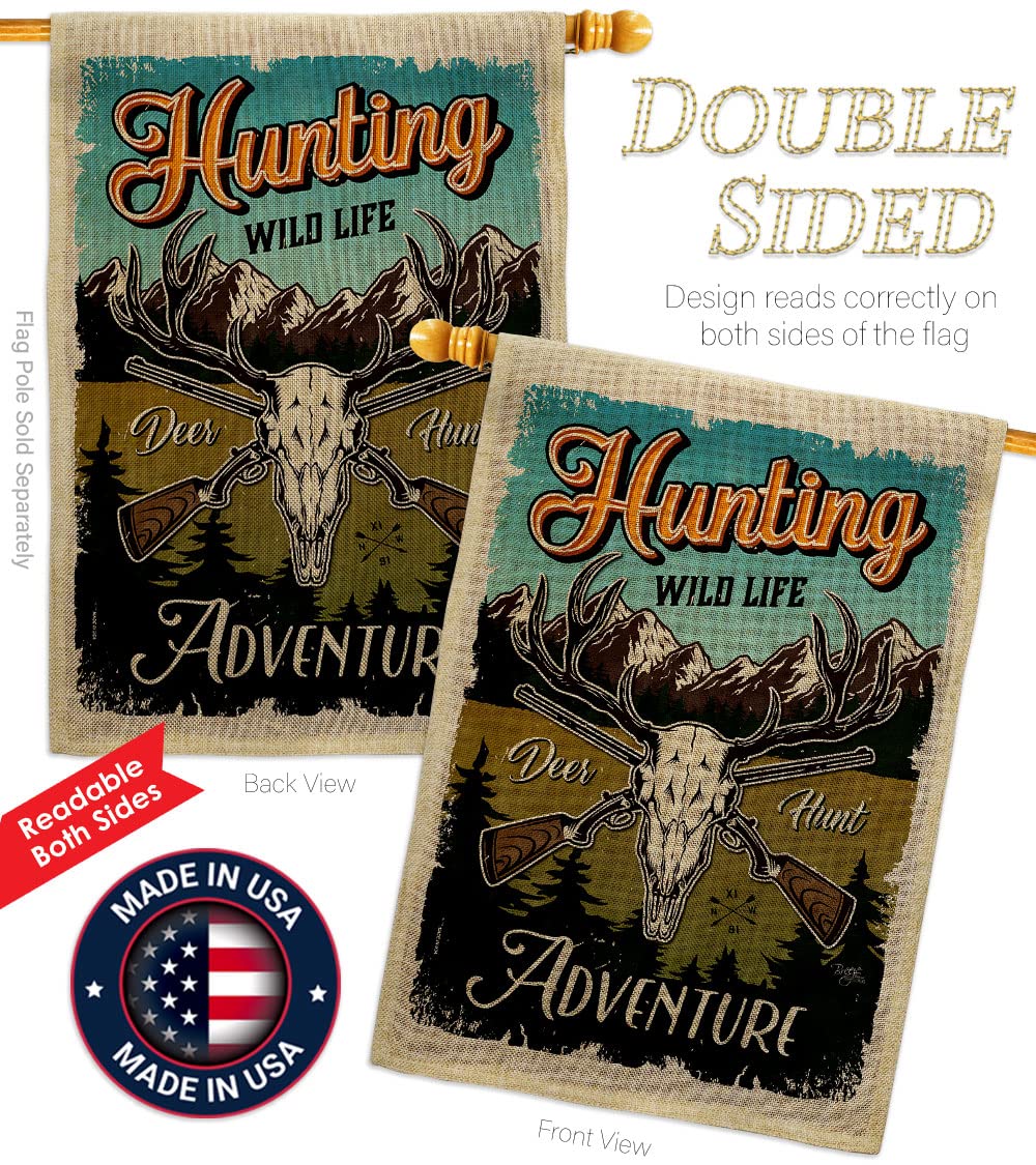 Wildlife Adventure Burlap House Flag Set - Double-Sided Outdoor Decor with Deer, Bear & Wolf Designs - Nature & Farm Animal Banner for Garden, Yard & Patio - Made in USA - Perfect for Country Homes, Cabin Decor & Nature Lovers