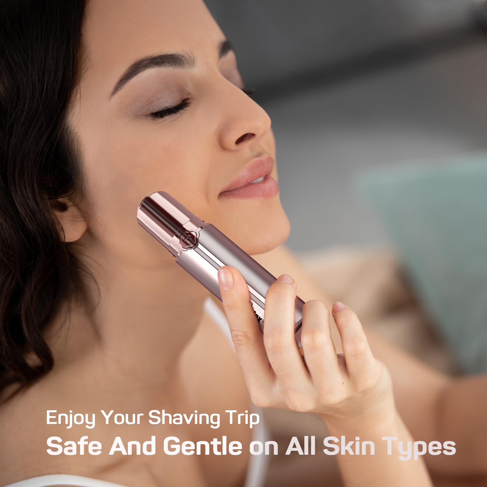 USB Rechargeable Painless Facial Hair Remover for Women - Pain-Free Hair Removal Device with LED Light for Peach Fuzz, Fine Hair, Chin, Cheek & Upper Lip | Includes Flannel Bag | Perfect for At-Home Salon Experience & Travel