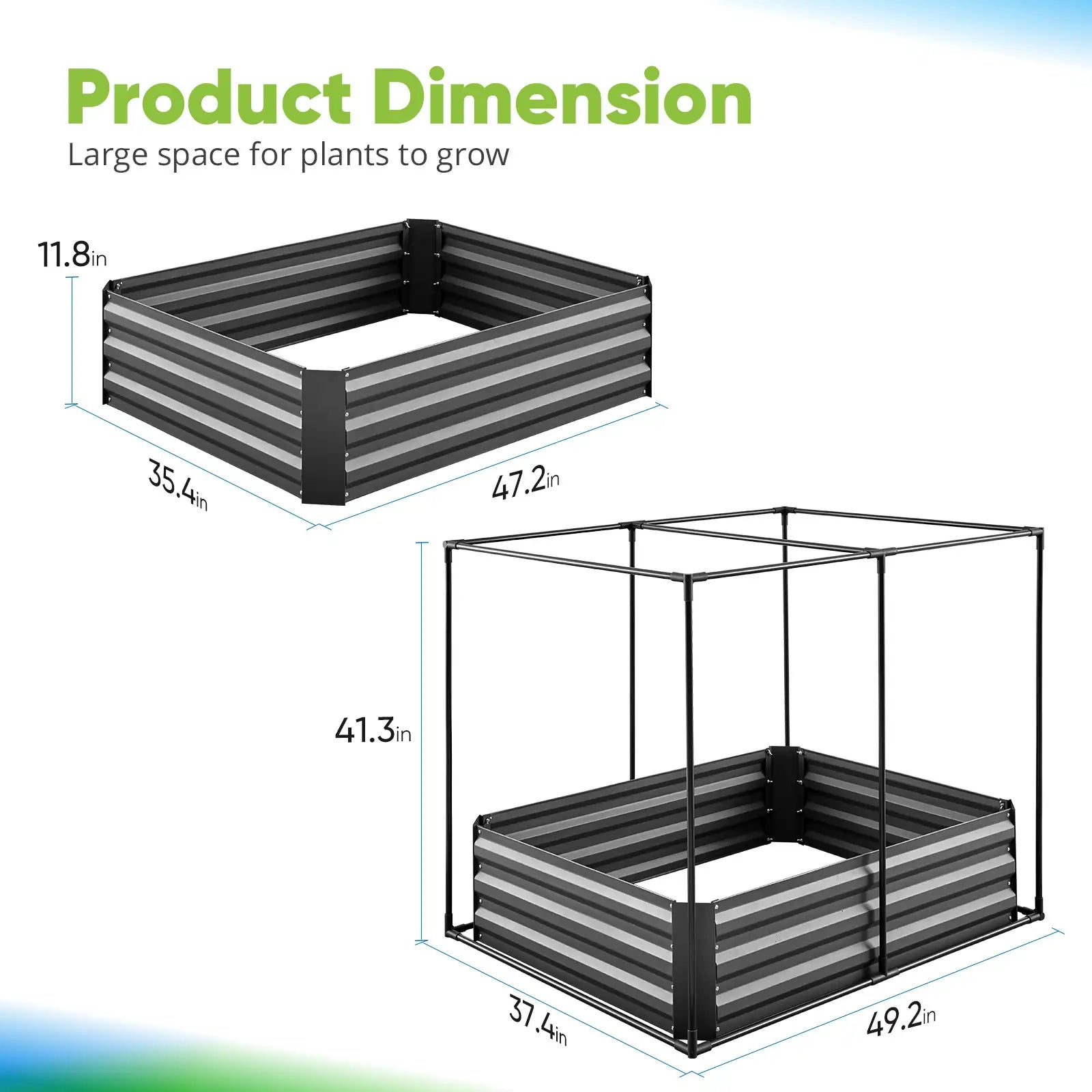 Durable Galvanized Steel Raised Garden Bed with Protective Netting - Perfect for Outdoor Gardening, Vegetables, Flowers, and Herbs
