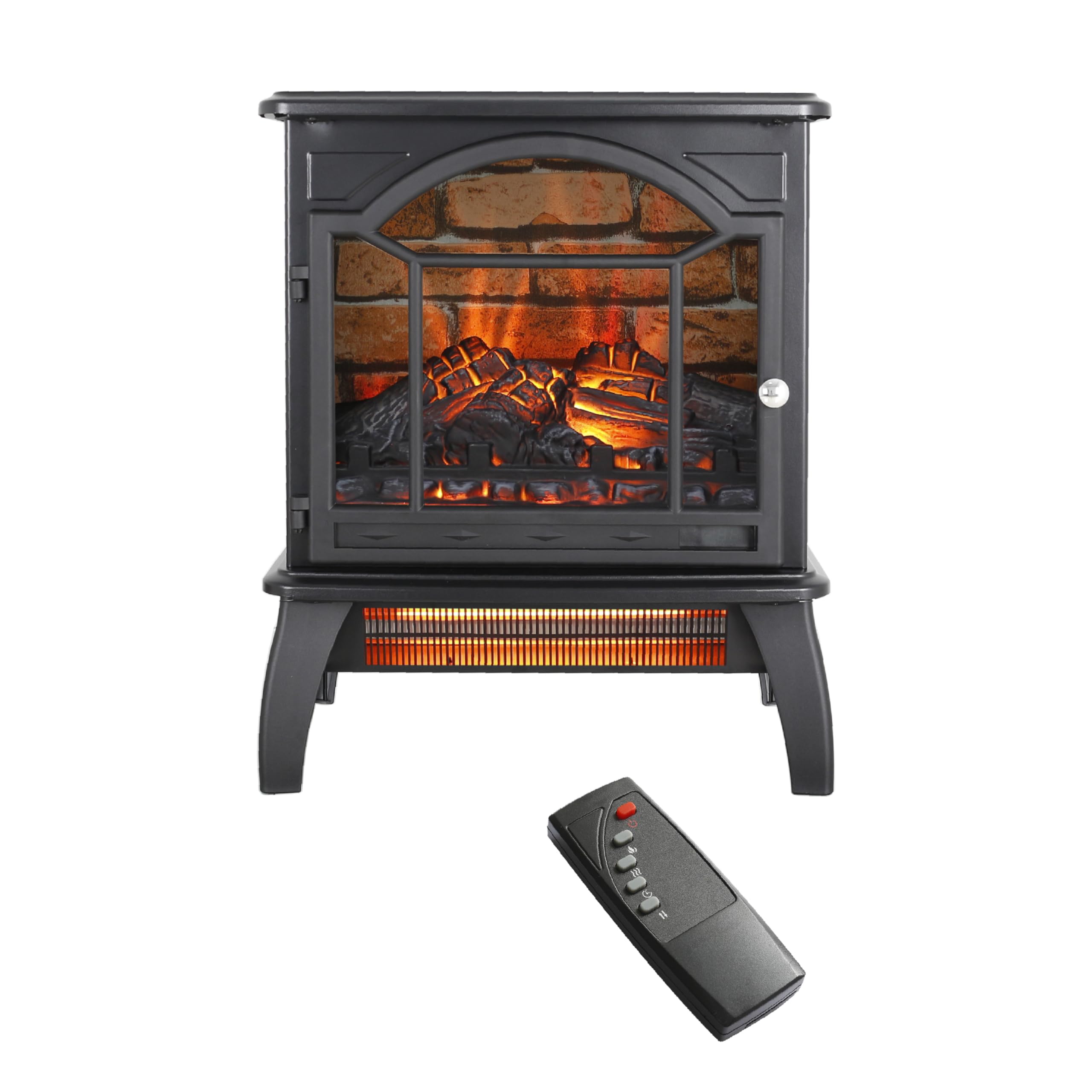18 Inch Freestanding Small Electric Fireplace Stove - 3D Infrared Heater with Remote Control, 1500W Portable Fireplace with Timer & Overheating Protection - Perfect for Bedroom, Living Room, and Office Warming