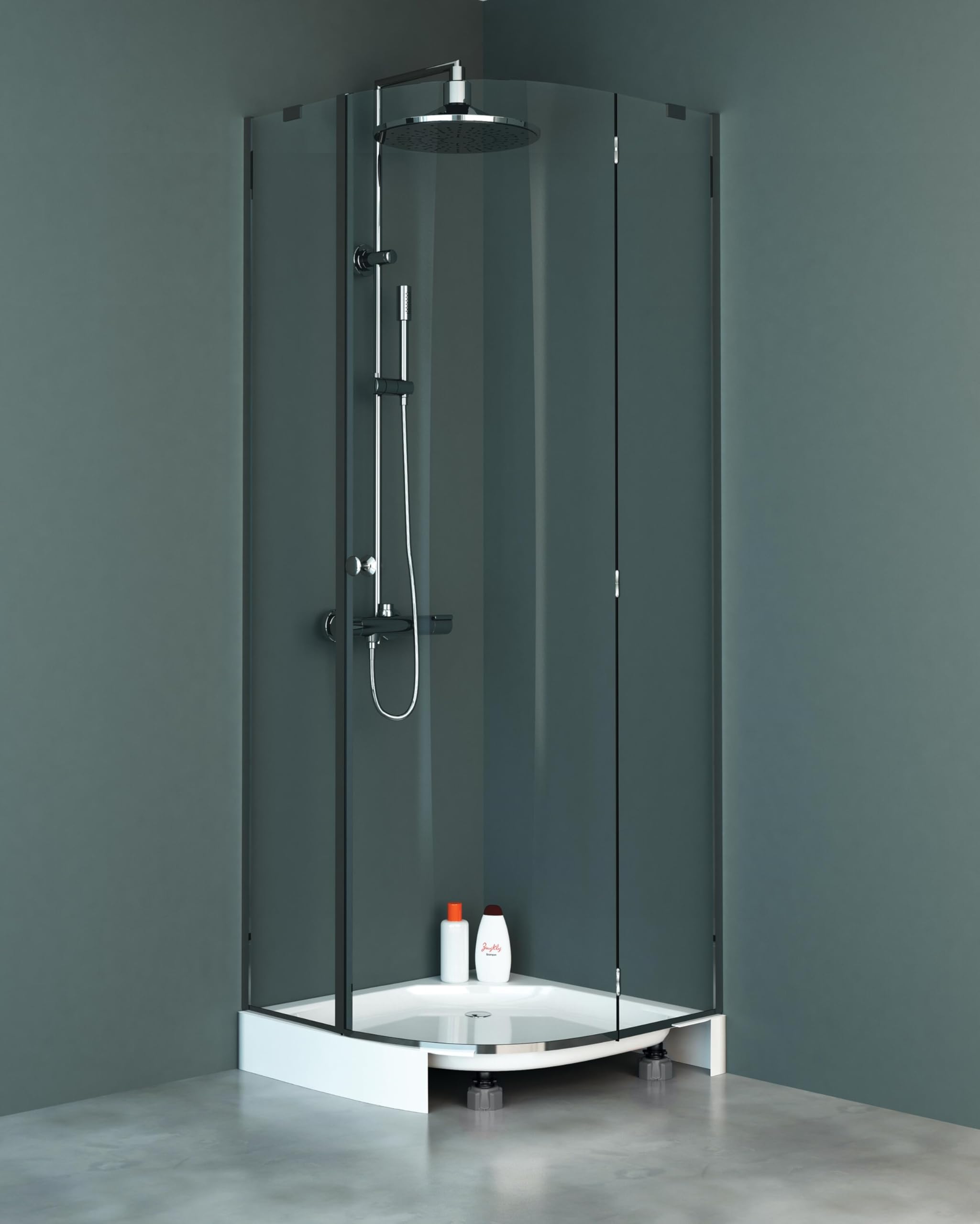 4-Piece Black Shower Tray Set - Durable 4 Feet Bathroom Floor Base for Walk-In Showers & Wet Rooms - Perfect for Home Renovation & Spa-Style Bathrooms