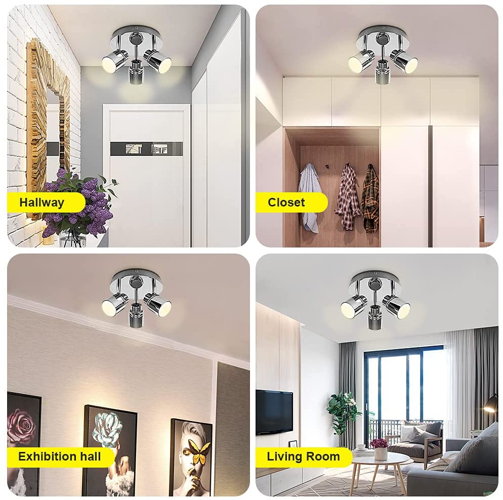 Depuley Modern 3-Light Adjustable Track Lighting Kit with GU10 LED Bulbs - Multi-Directional Ceiling Fixture in Warm White & Polished Chrome - Perfect for Living Rooms, Kitchens, and Retail Spaces