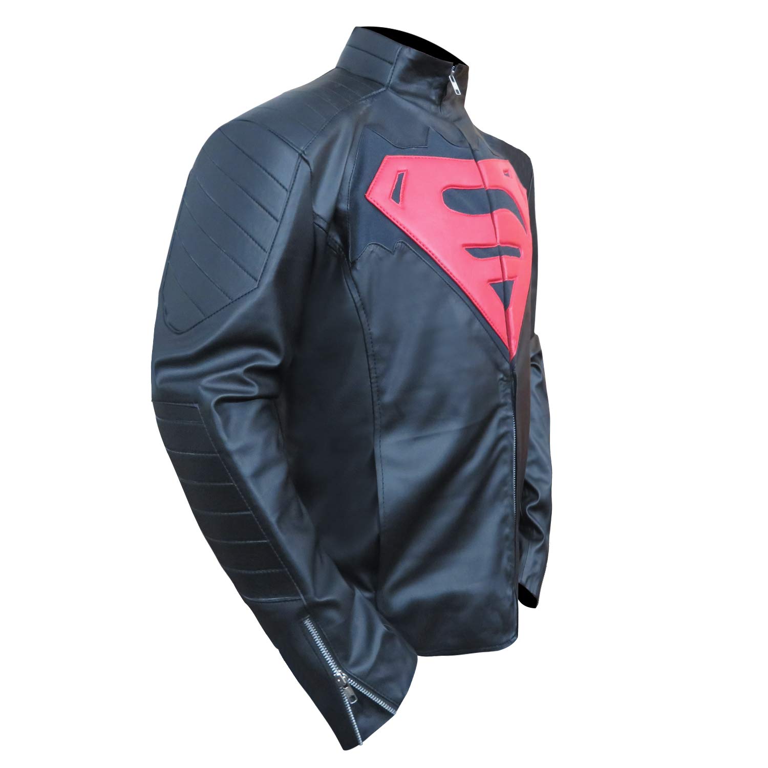 DOJ Bat Men's Black Faux Leather Jacket with S Logo - Stylish Motorcycle Coat for Men | Perfect for Riding, Casual Outfits & Night Out