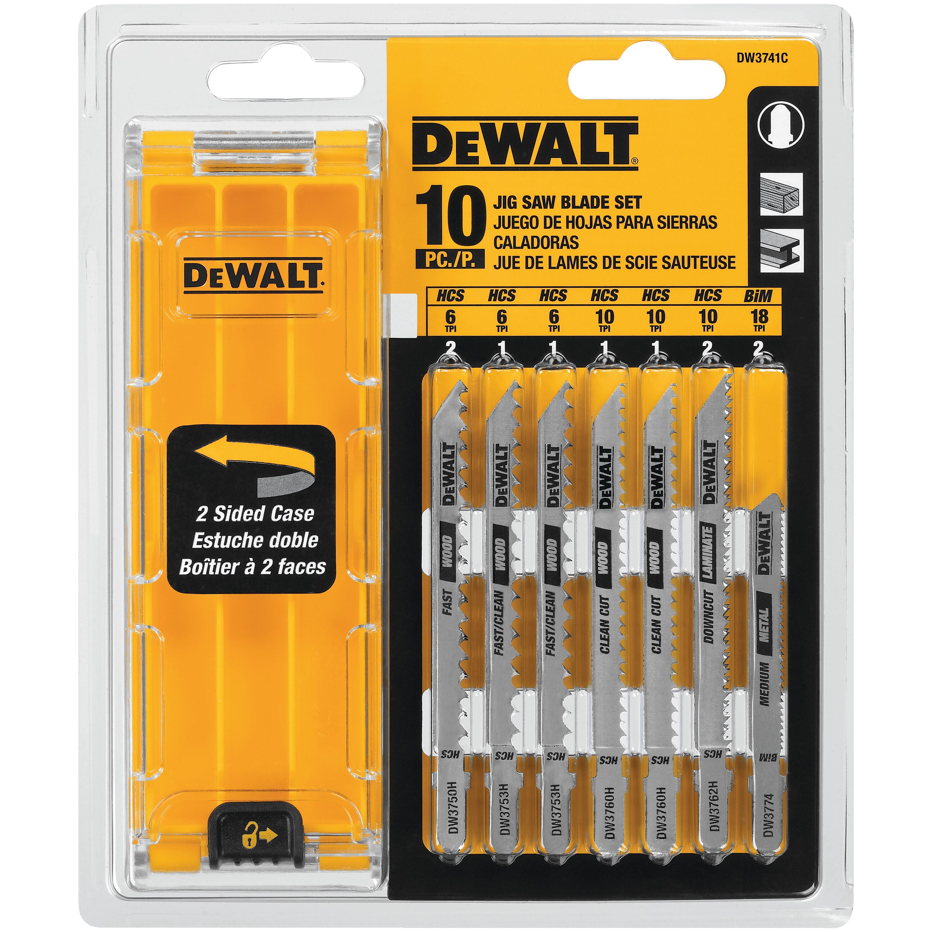 DEWALT 10-Piece T-Shank Jig Saw Blade Set (DW3741C) - Premium Wood & Metal Cutting Blades for DIY Projects & Professional Construction Work