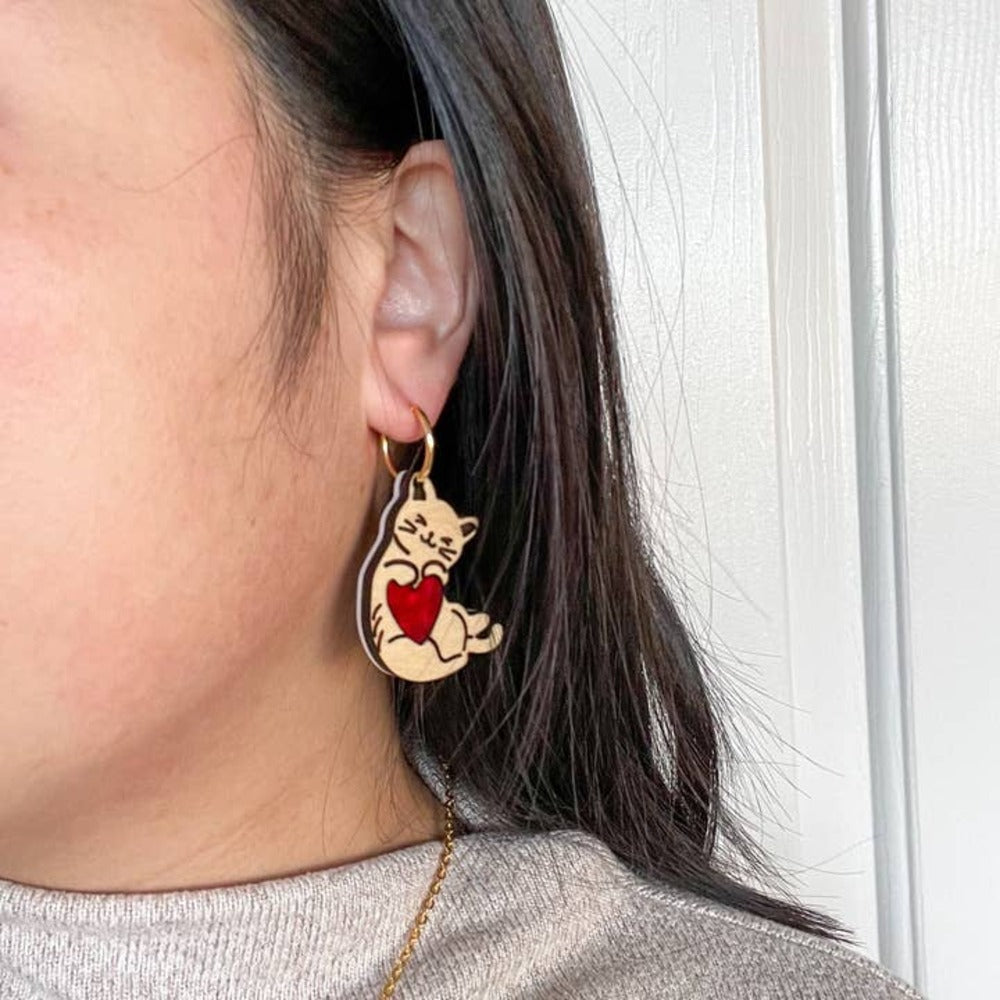 Cute Cat Acrylic Earrings - Handmade Dainty Stud Earrings for Women - Perfect for Casual Wear, Gifts, and Cat Lovers