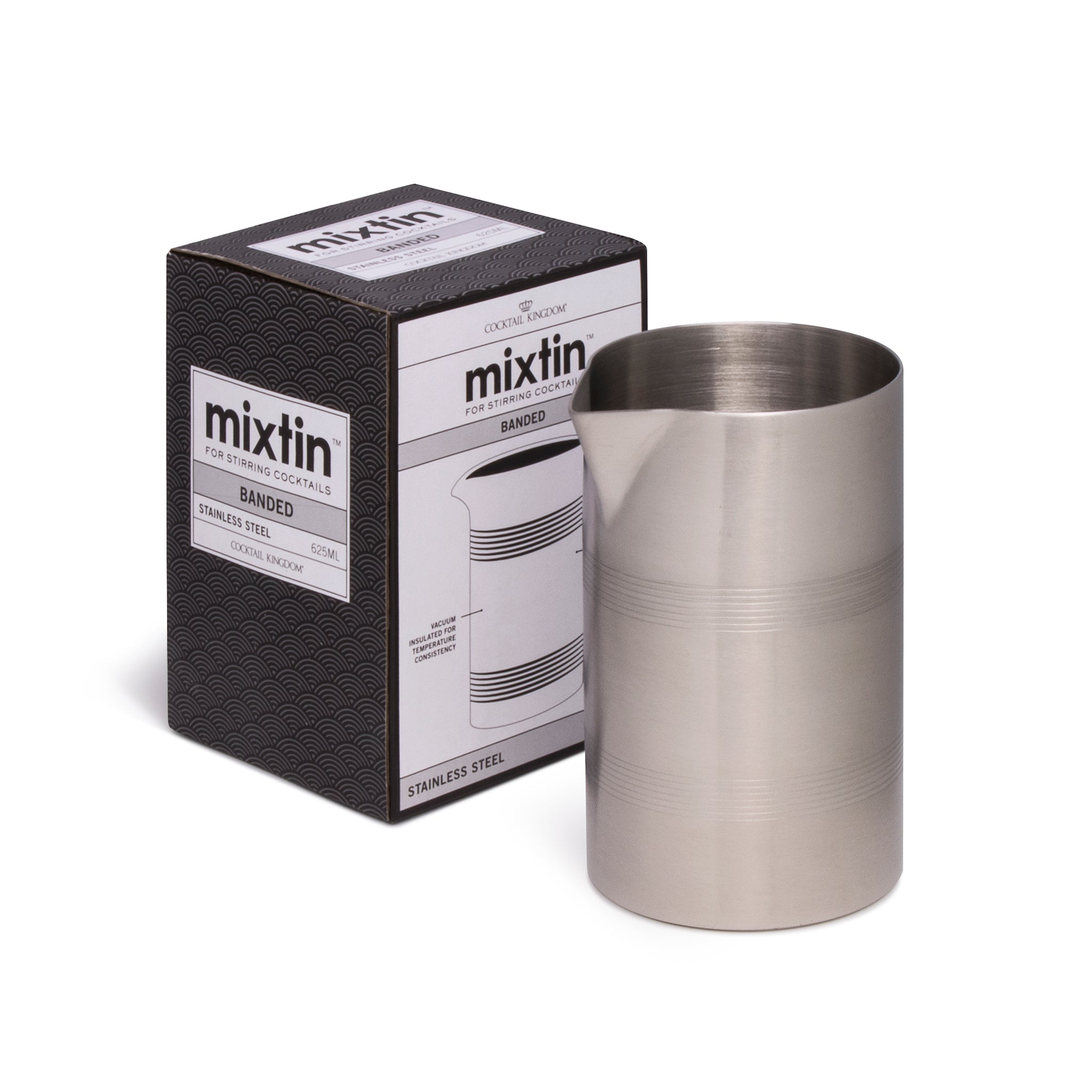MIXTIN™ 21oz (625ml) Stainless Steel Cocktail Mixing Tin with Banded Design - Perfect for Bartenders, Home Bars & Professional Drink Mixing
