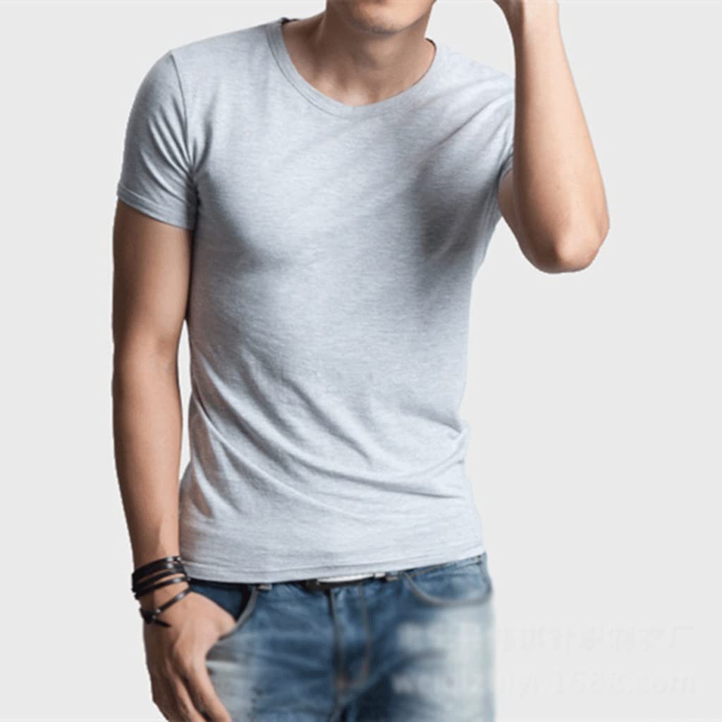 Men's Cotton Short Sleeve T-Shirt - Solid Color Round Neck Loose Fit Casual Top (5XL) | Perfect for Summer, Gym, and Everyday Wear