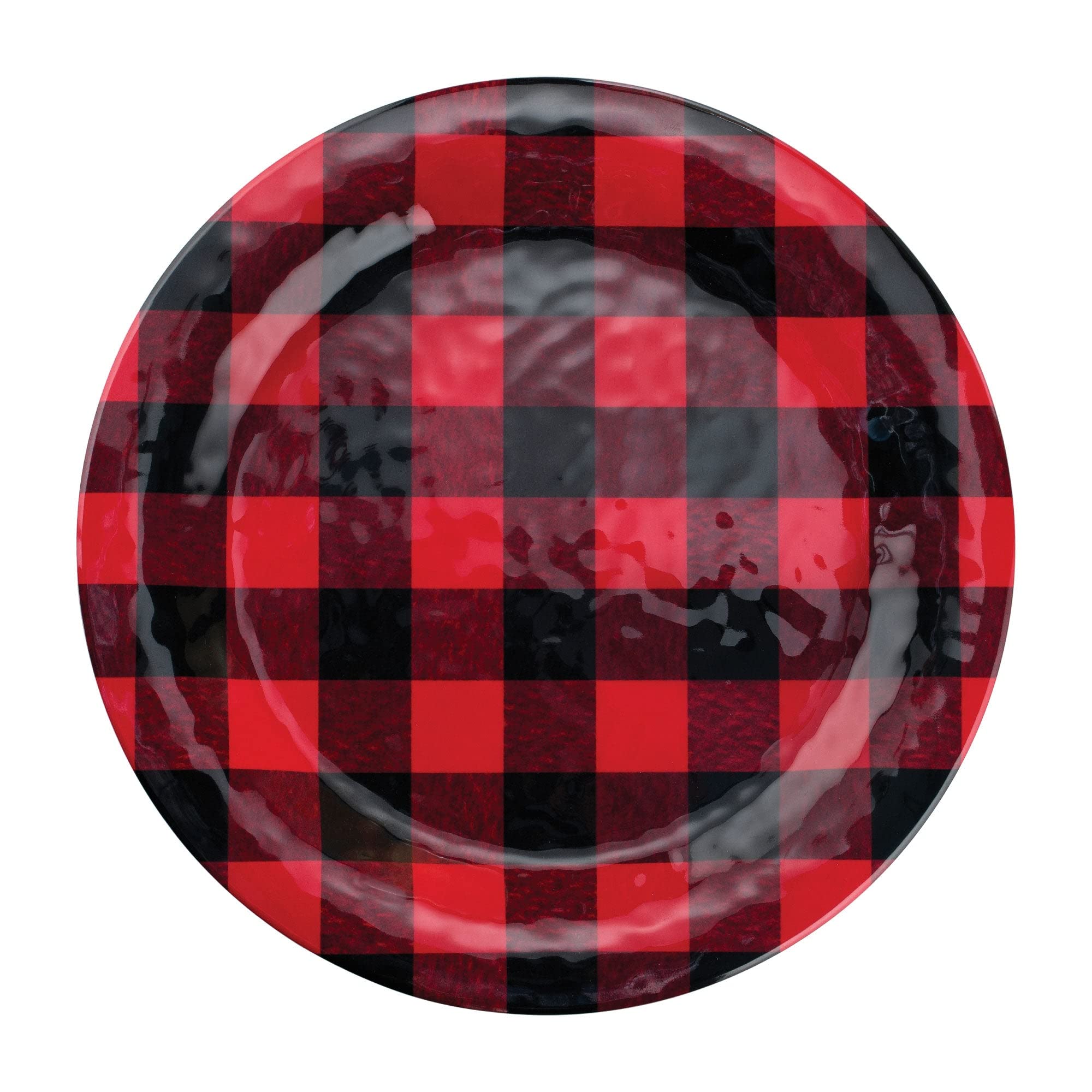UPware 16-Piece Buffalo Plaid Melamine Dinnerware Set - Durable Outdoor Dishes & Plates with Bowls - Christmas Tableware for 4 - Red & Black Checkered Design - Perfect for Picnics, Camping, and Holiday Decorations
