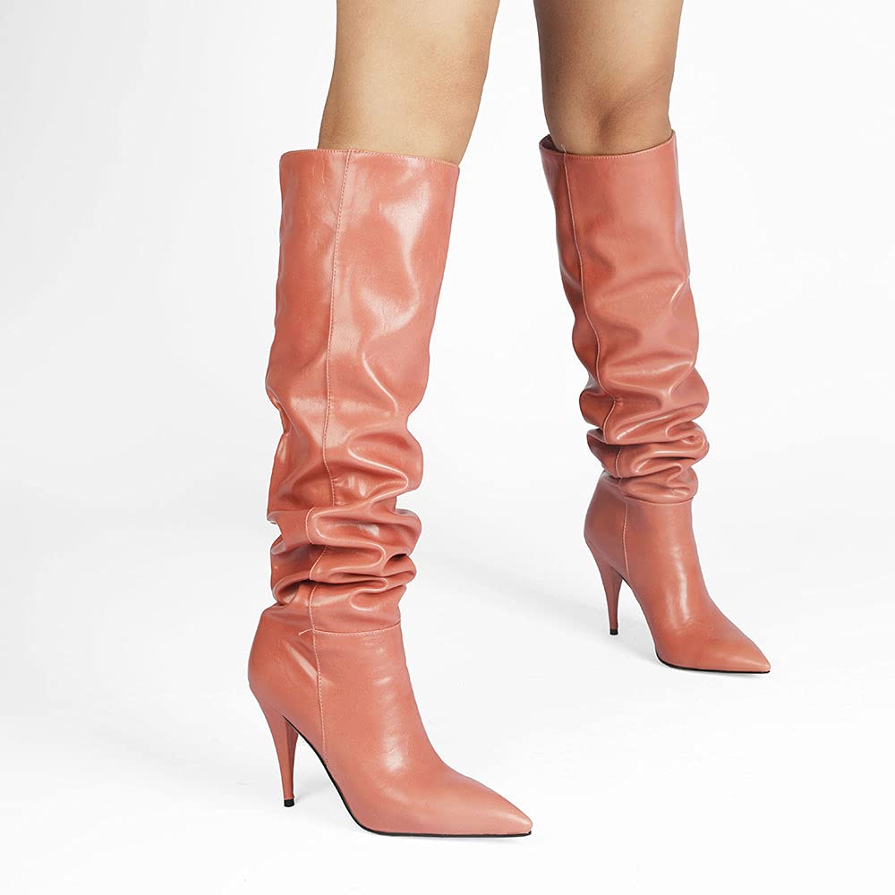 Elegant Women's Slouch Boots - Knee High Stiletto Heels for Party, Night Out & Fashion Events