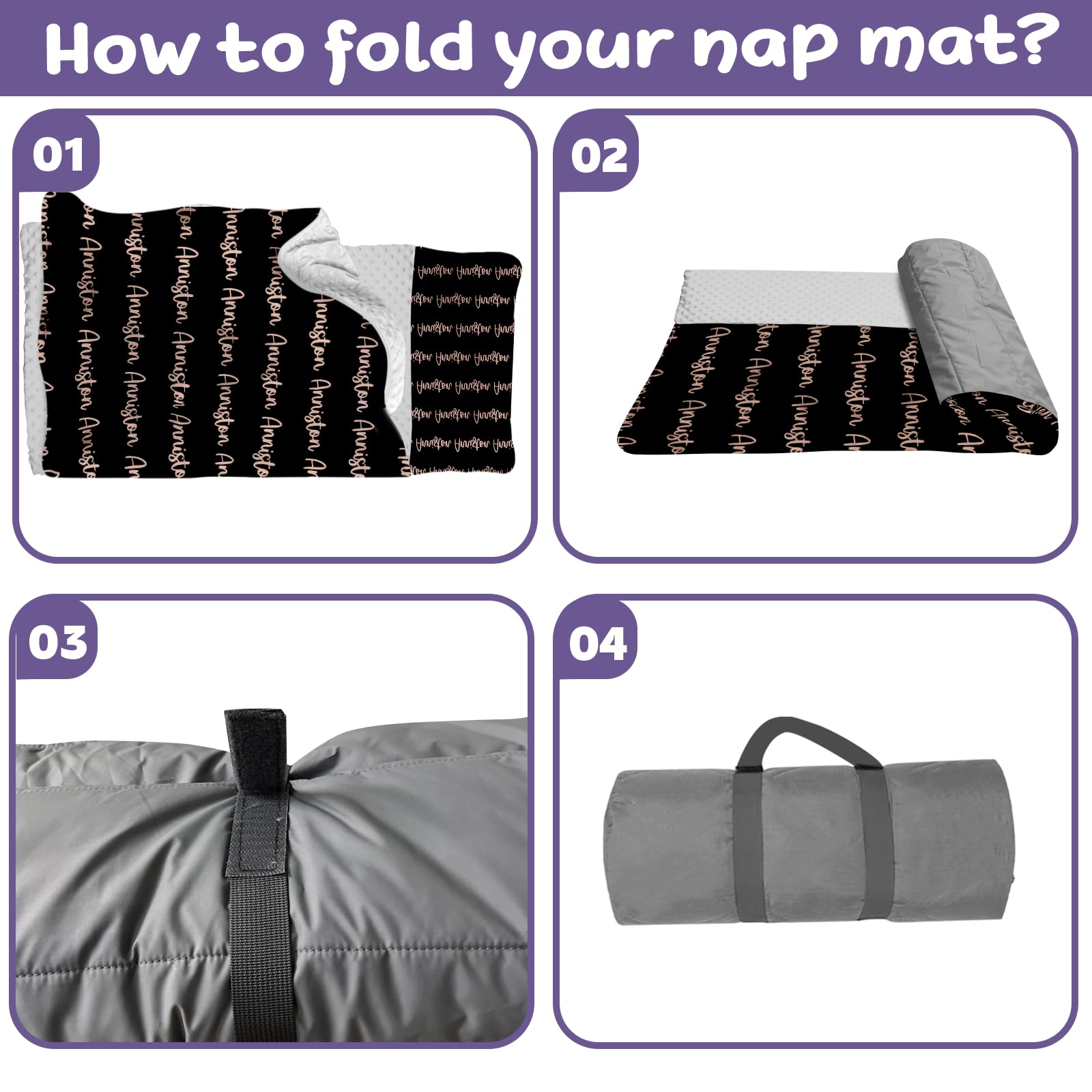 Personalized Duckbe Toddler Nap Mat for Daycare & Preschool - Portable Kids Sleeping Bag with Pillow & Blanket - Custom Name Kindergarten Nap Mat for Travel, Camping & Classroom Use - Black & Pink Options