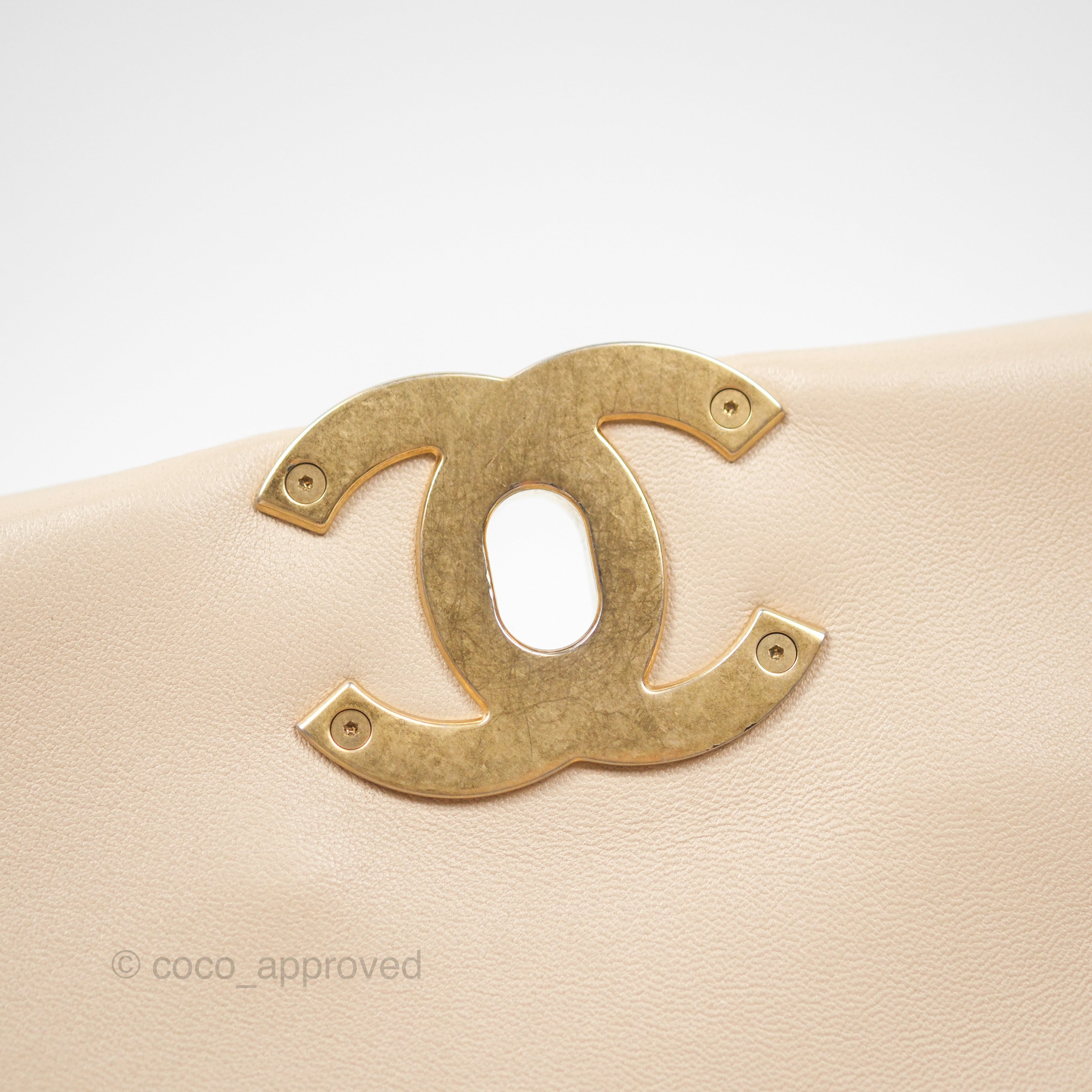 Chanel 19 Small Handbag in Beige Lambskin Leather with Mixed Hardware - Luxury Crossbody Bag for Women, Perfect for Date Night & Special Occasions