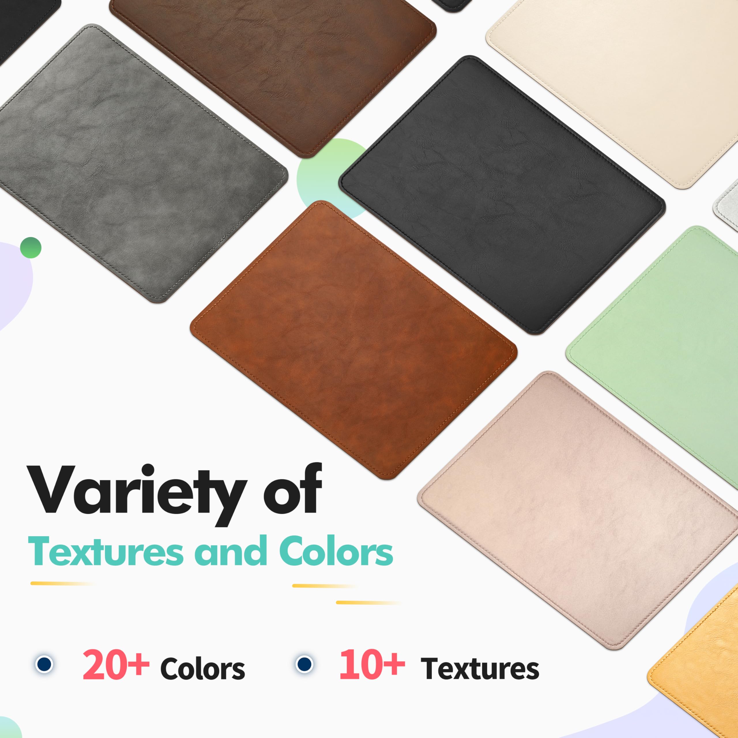 Premium PU Leather Mouse Pad with Stitched Edge - Non-Slip Microfiber Base, Waterproof Desk Mat for Computer & Laptop (8x11 Inch, Caramel Black) - Perfect for Office, Gaming & Home Workspace