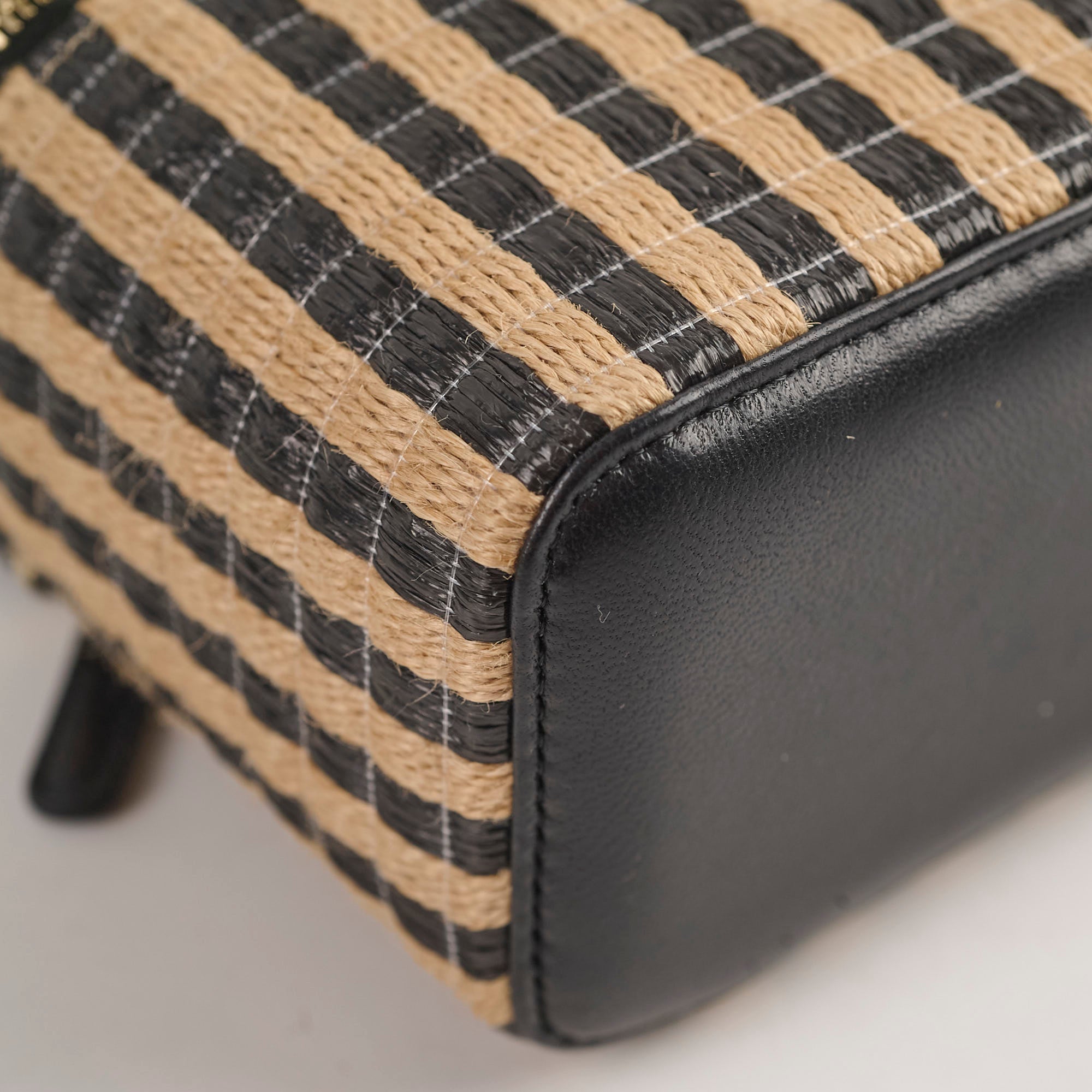 Chanel Raffia Stripe Vanity Case 30 Series - Luxury Woven Straw Cosmetic Bag for Women | Perfect for Travel, Beach & Everyday Use