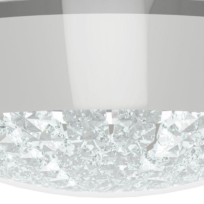 Eglo Acolla Modern LED Flush Mount Ceiling Light with Chrome Finish & Crystal Glass for Living Room, Bedroom, or Hallway Lighting