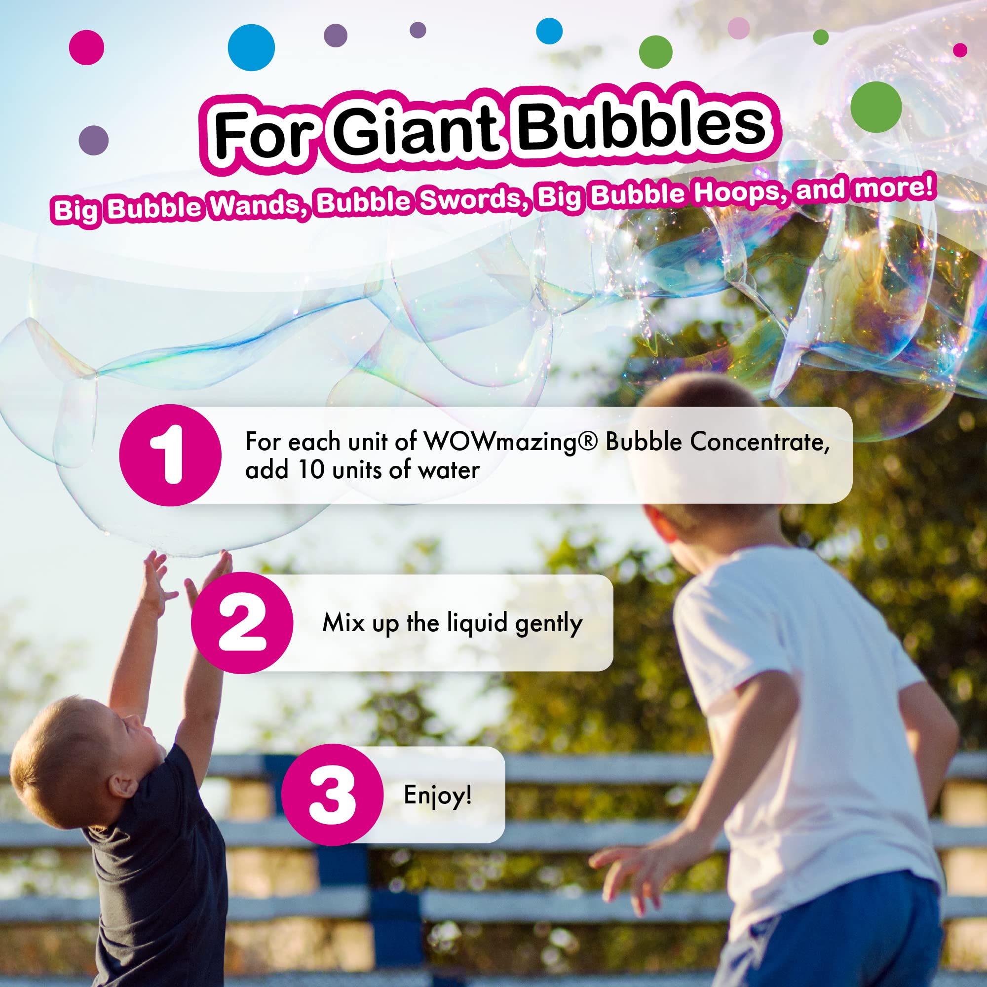 WOWMAZING Big Bubble Concentrate Solution - Make Giant Bubbles for Kids & Outdoor Play (Makes 132 Gallons) | Just Add Water | USA Made | Perfect for Birthday Parties, Backyard Fun & Summer Activities