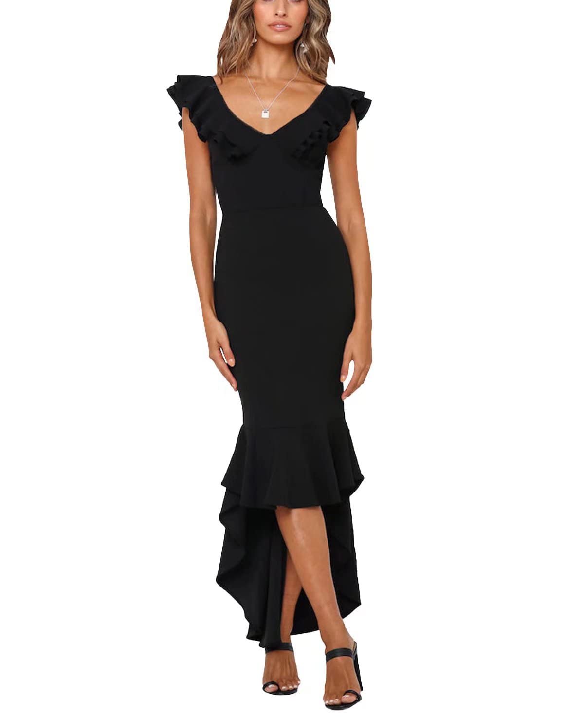 Sexy V-Neck Backless Sleeveless Cocktail Dress for Women - Summer Party Midi Gown for Night Out, Club, Date Night & Special Occasions