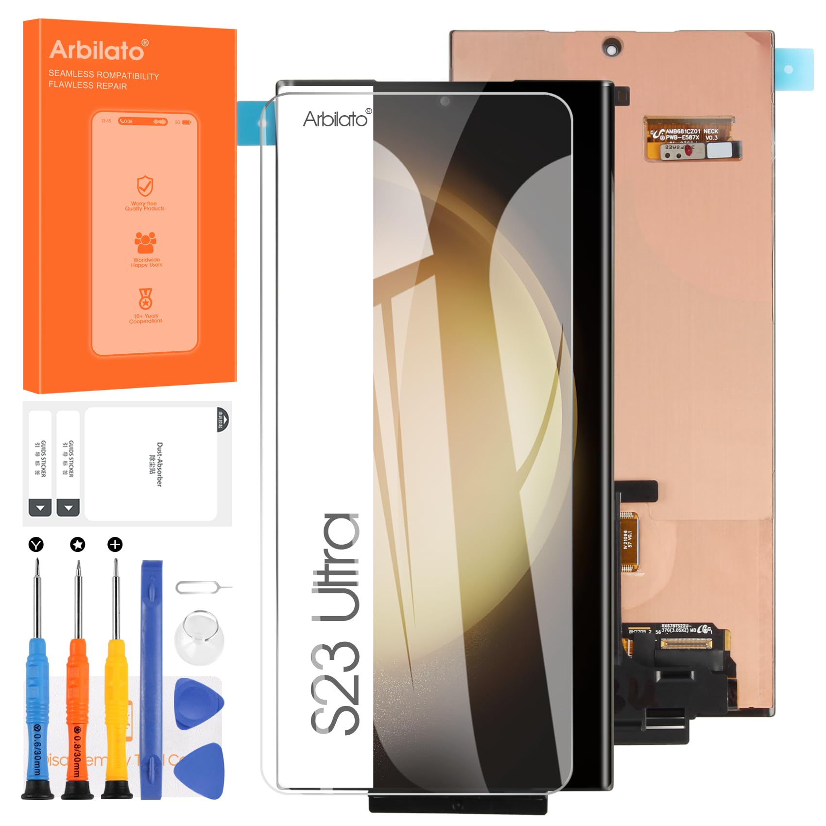 Original Samsung Galaxy S23 Ultra Screen Replacement - SM-S918B/S918U/S918W LCD Touch Display Digitizer with Fingerprint Sensor (Black) - Perfect for DIY Phone Repair & Screen Protection