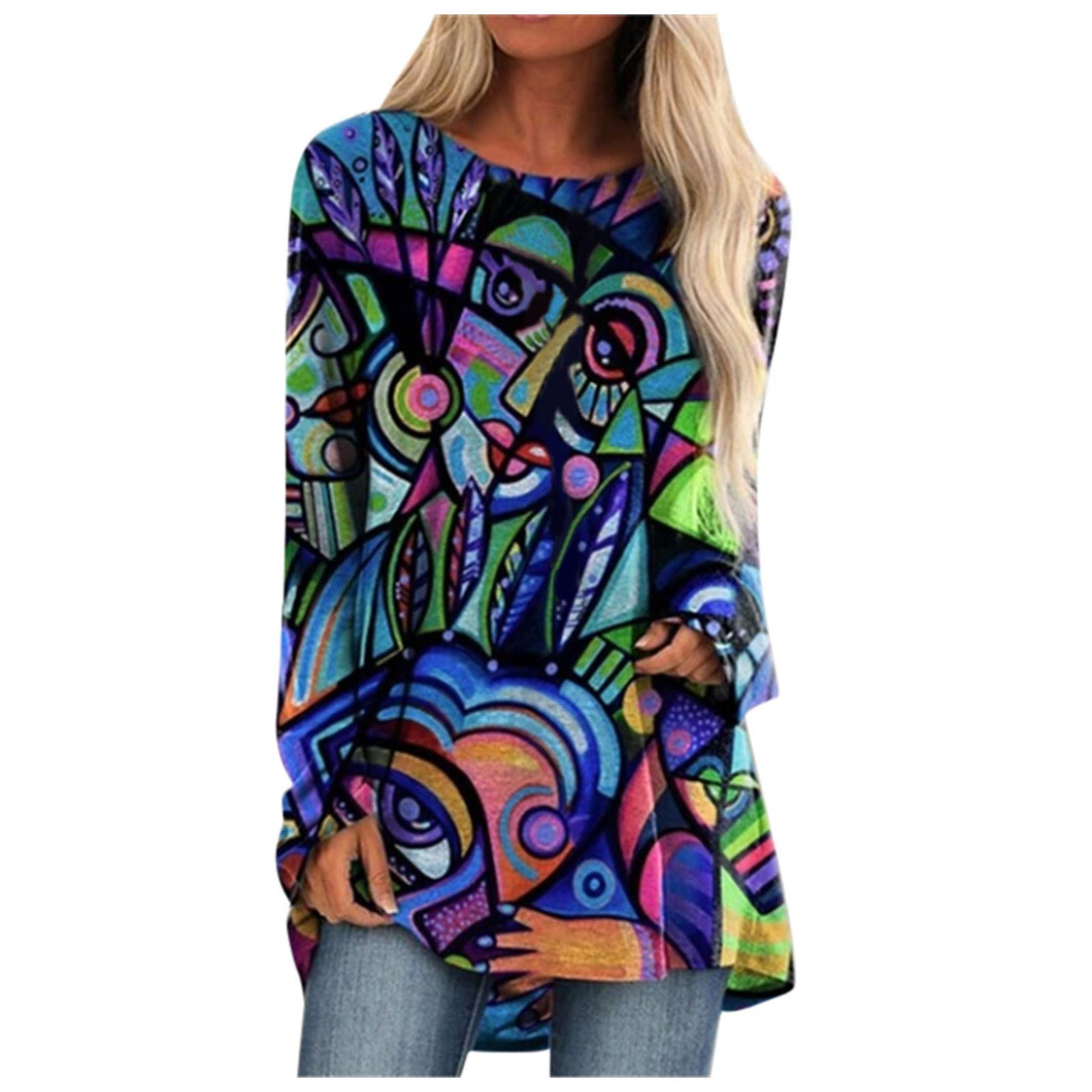 Women's Long T-Shirts - COOKI Casual Short Sleeve Floral Print Graphic Tees, Tunic Tops & Blouses for Summer Outfits, Beach Wear and Daily Fashion
