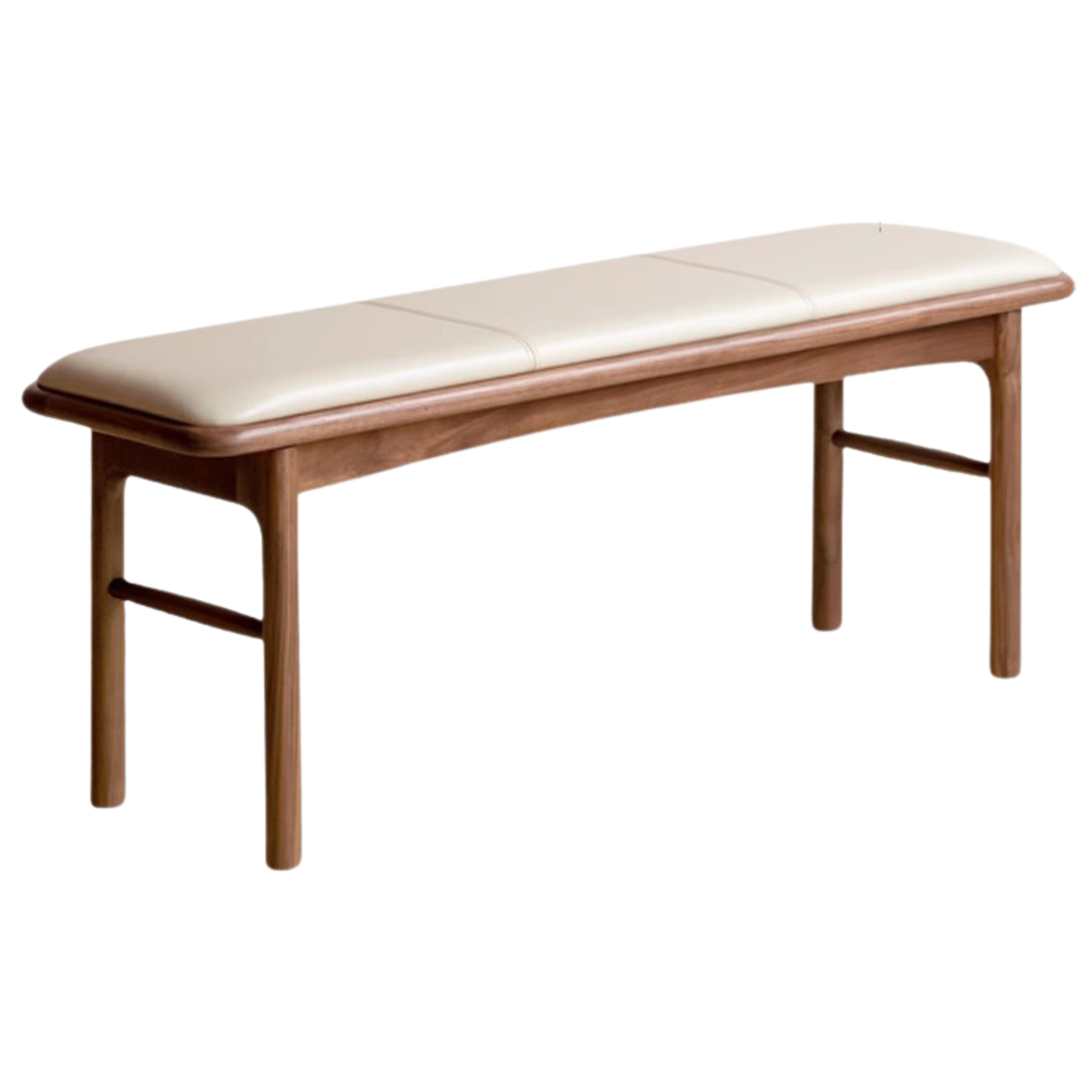 47.2x12.9x17.9 inch / 120x33x45.5 cm / Rich Dark Walnut color / Soft-covered long bench leather off-white