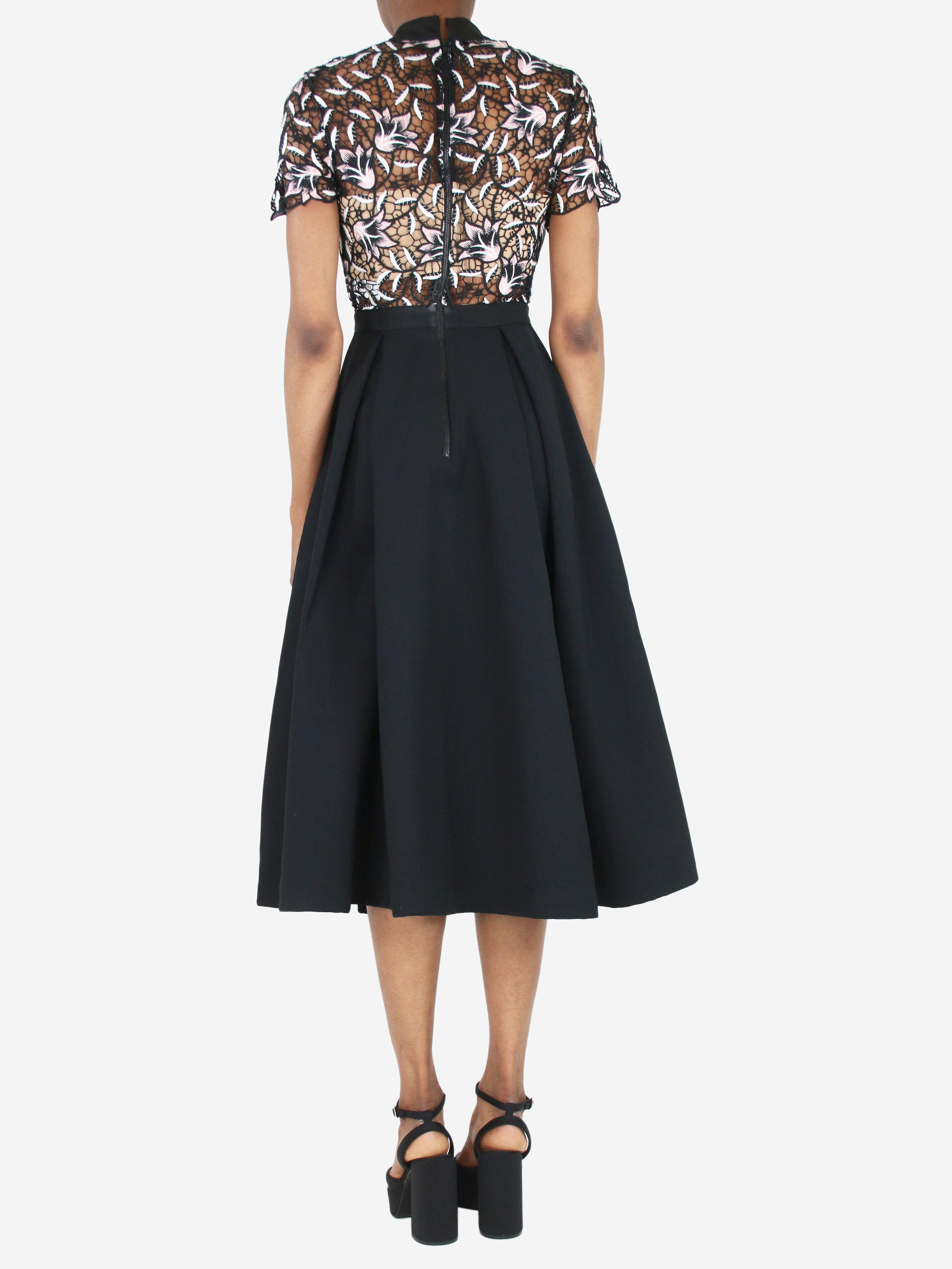 Black Broderie Anglaise Midi Dress - UK Size 6 | Elegant Lace Summer Dress for Women, Perfect for Weddings, Garden Parties & Date Nights